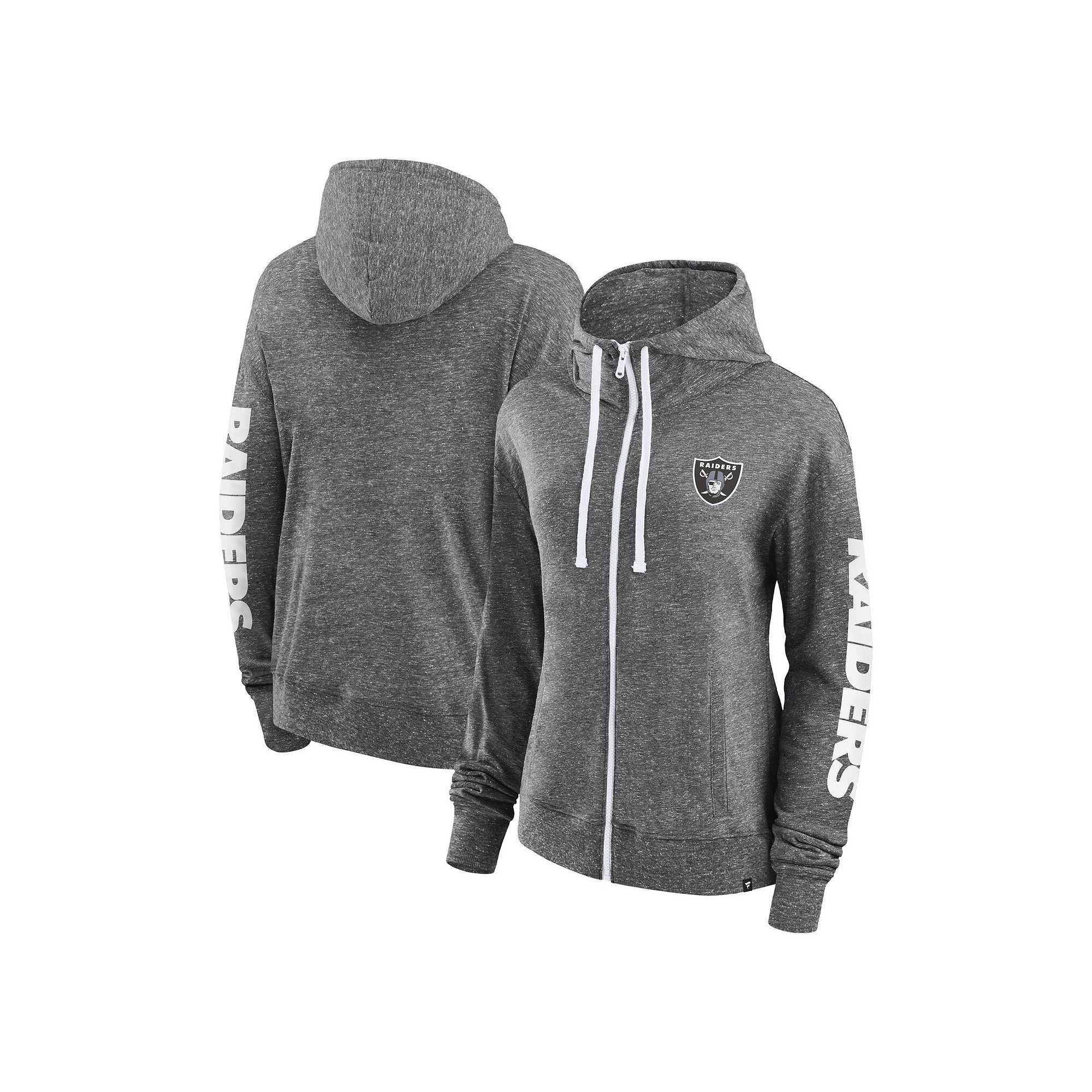 Women's Fanatics Branded Heather Charcoal Las Vegas Raiders Opening Coin Flip Lightweight Full-Zip Hoodie,  Product Image