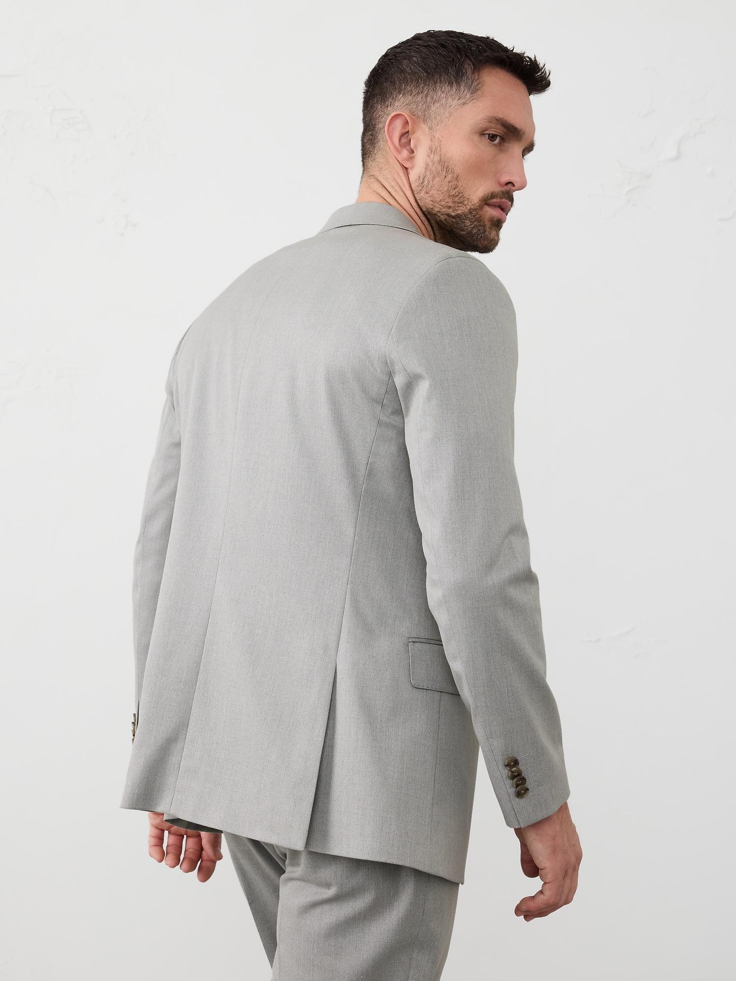Tailored-Fit Textured Taupe Suit Jacket Product Image