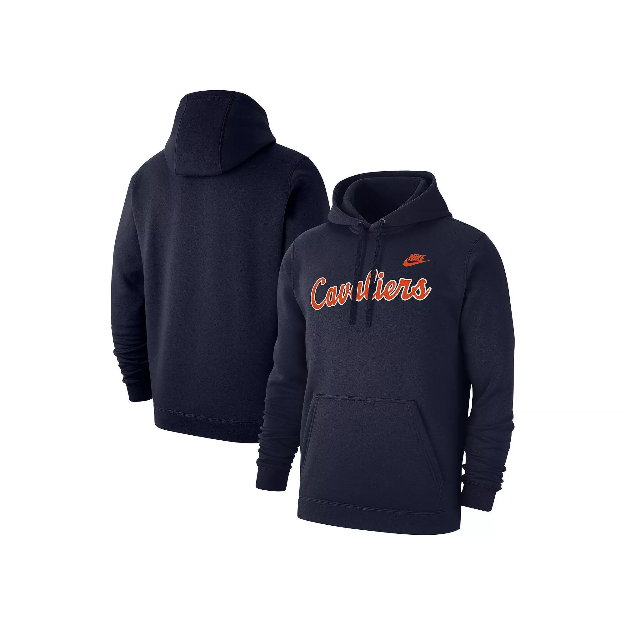 Men's Nike Navy Virginia Cavaliers Vintage Script Club Fleece Pullover Hoodie,  Product Image