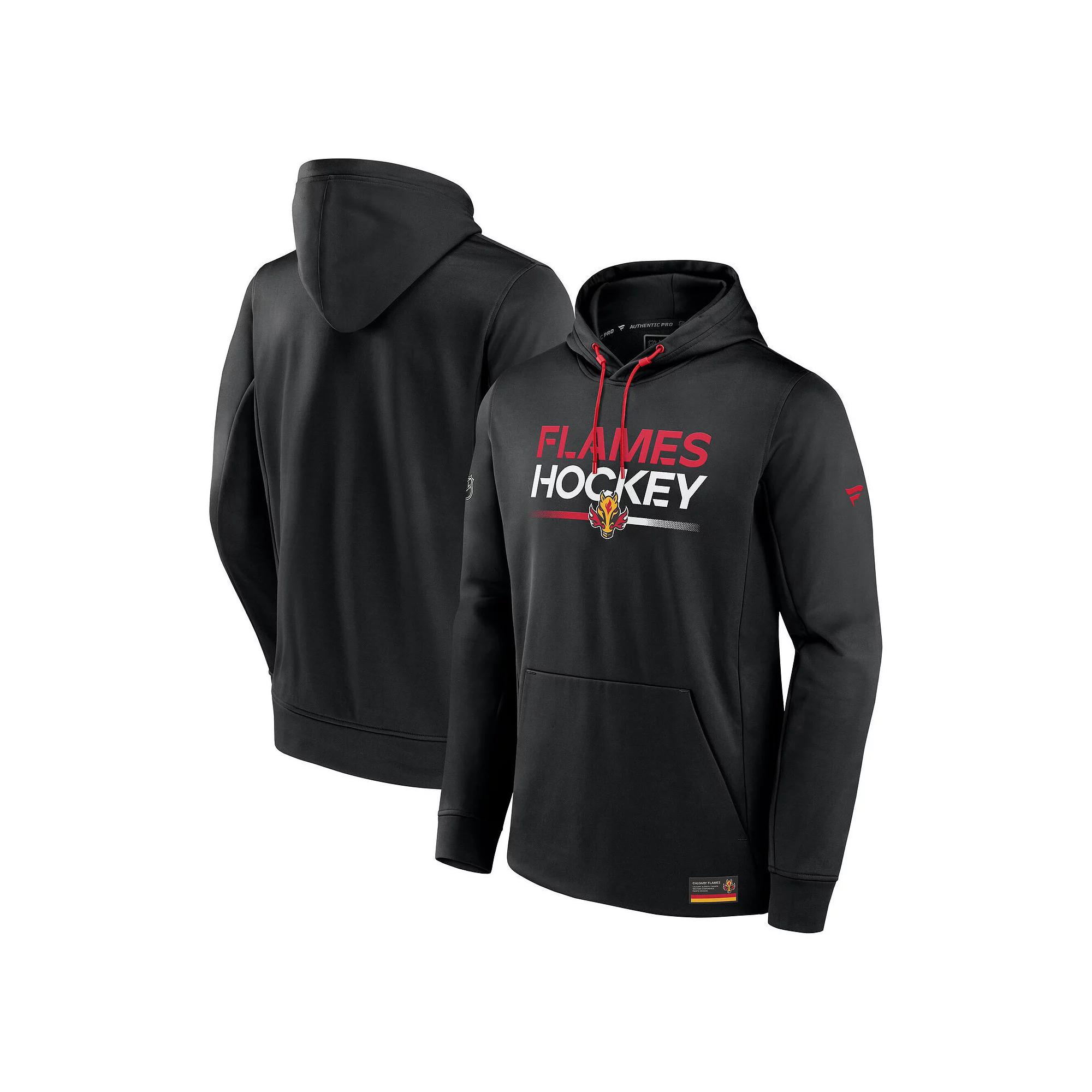 Men's Fanatics Black Calgary Flames  Authentic Pro Alternate Logo Fleece Pullover Hoodie, Size: Medium, Flm Black Product Image
