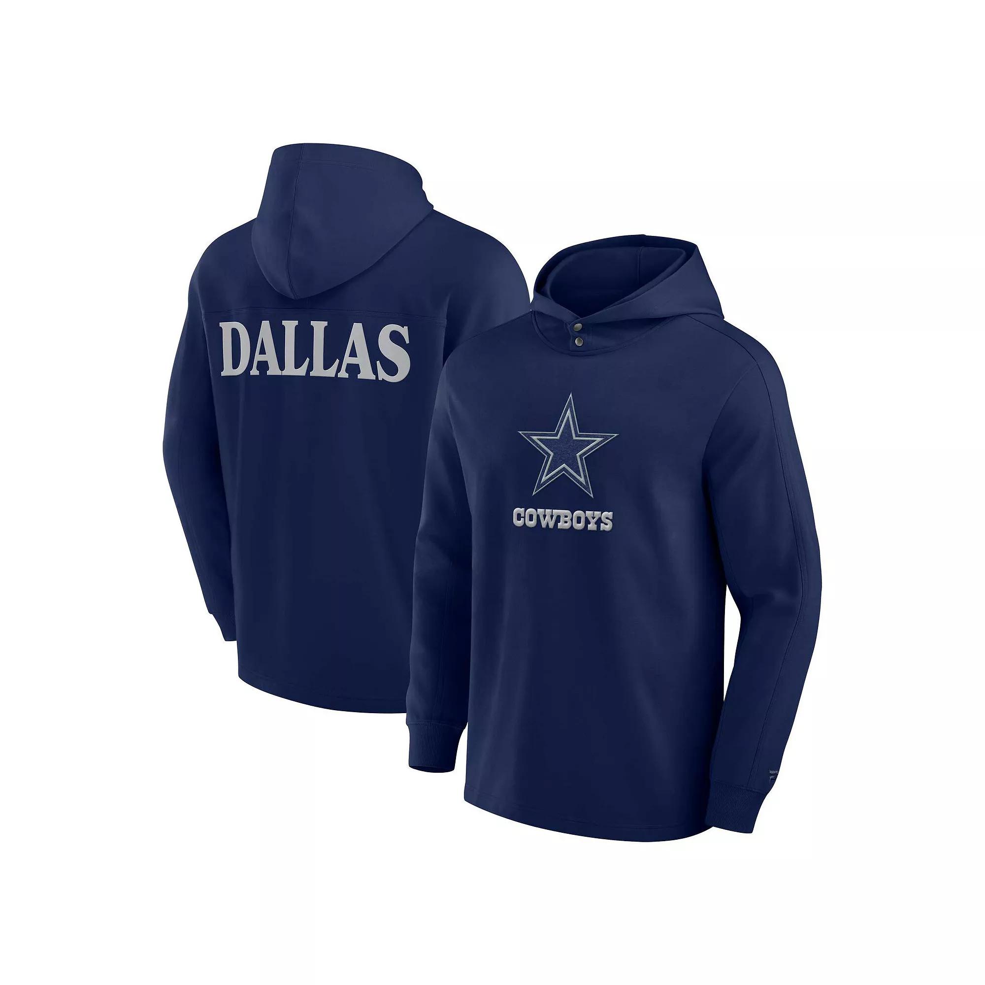 Men's Fanatics Navy Dallas Cowboys Blaze Elements Hoodie Long Sleeve T-Shirt, Size: Medium, Blue Product Image
