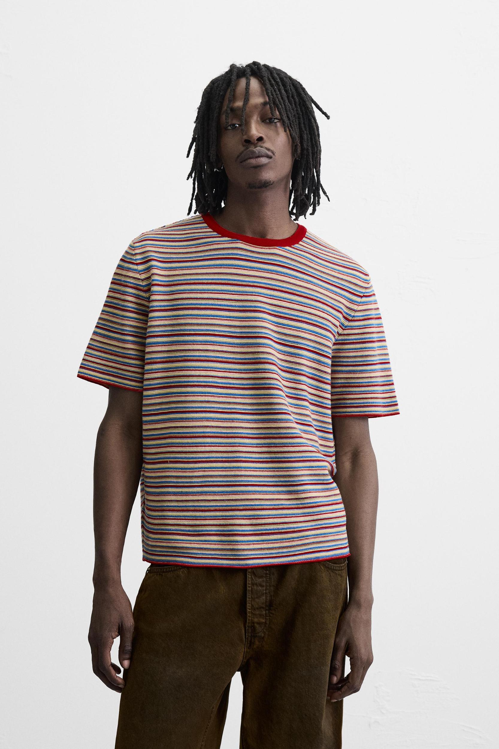 STRIPED KNIT T-SHIRT Product Image