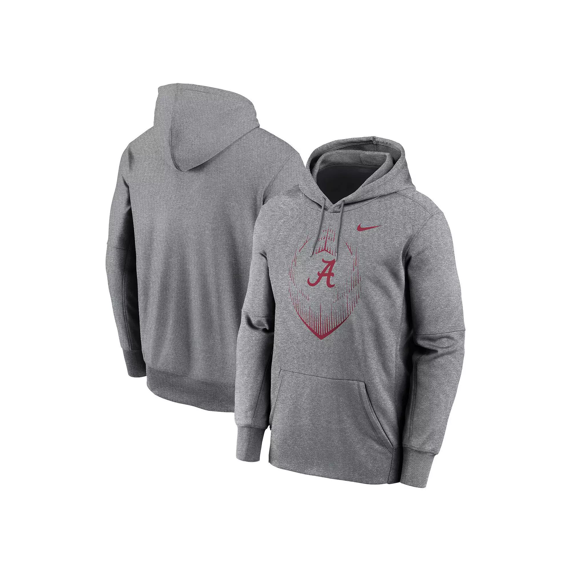 Men's Nike Heather Gray Alabama Crimson Tide Football Icon Performance Fleece Pullover Hoodie,  Product Image