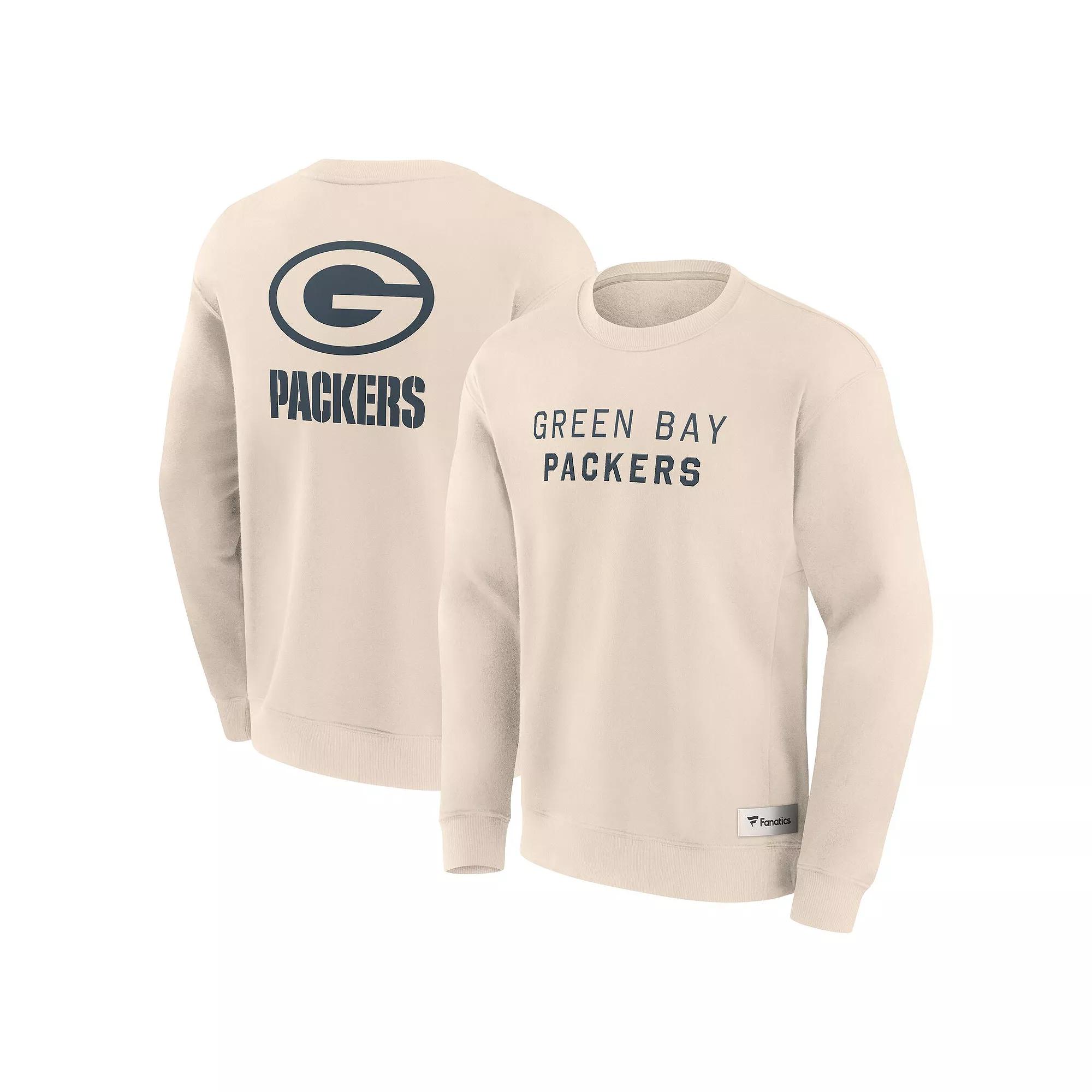 Men's Fanatics Cream Green Bay Packers Elements Future Ground Lettering Pullover Sweatshirt,  Product Image