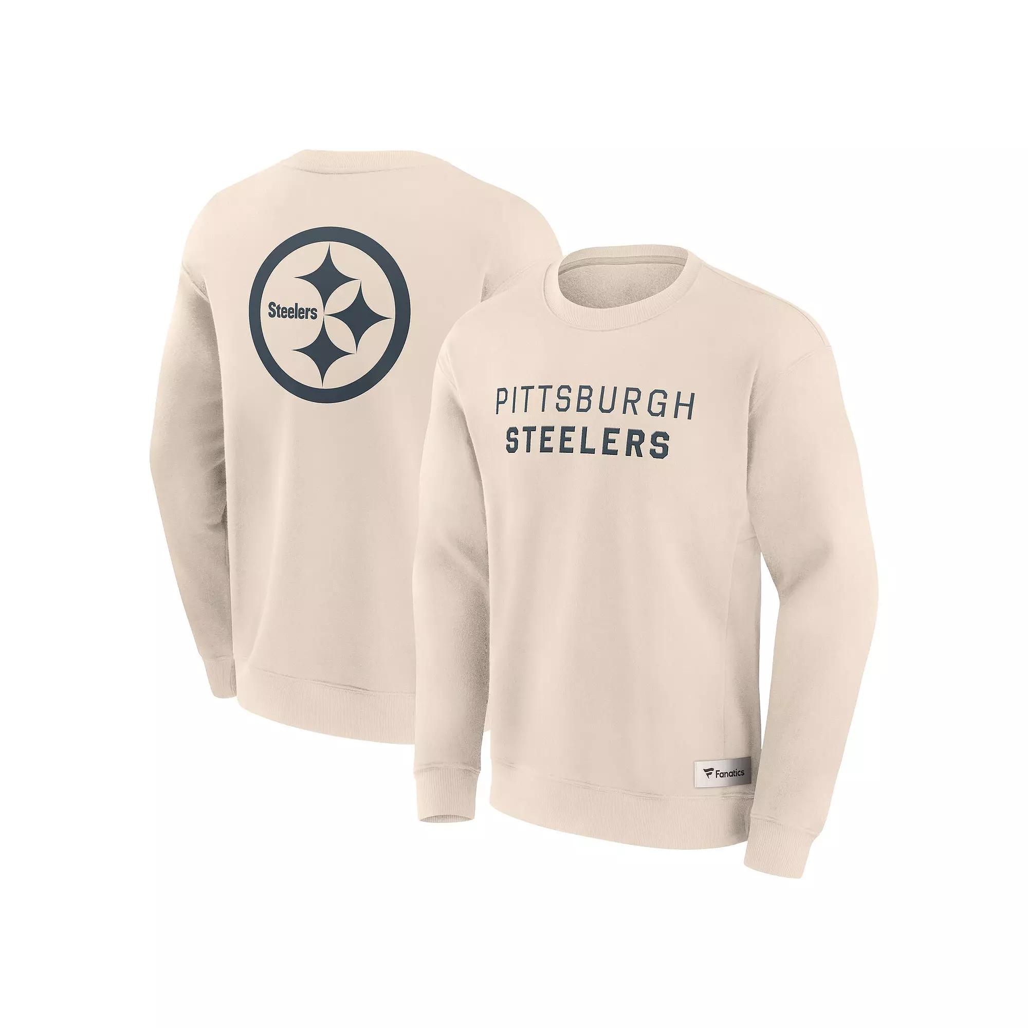 Men's Fanatics Cream Pittsburgh Steelers Elements Future Ground Lettering Pullover Sweatshirt,  Product Image