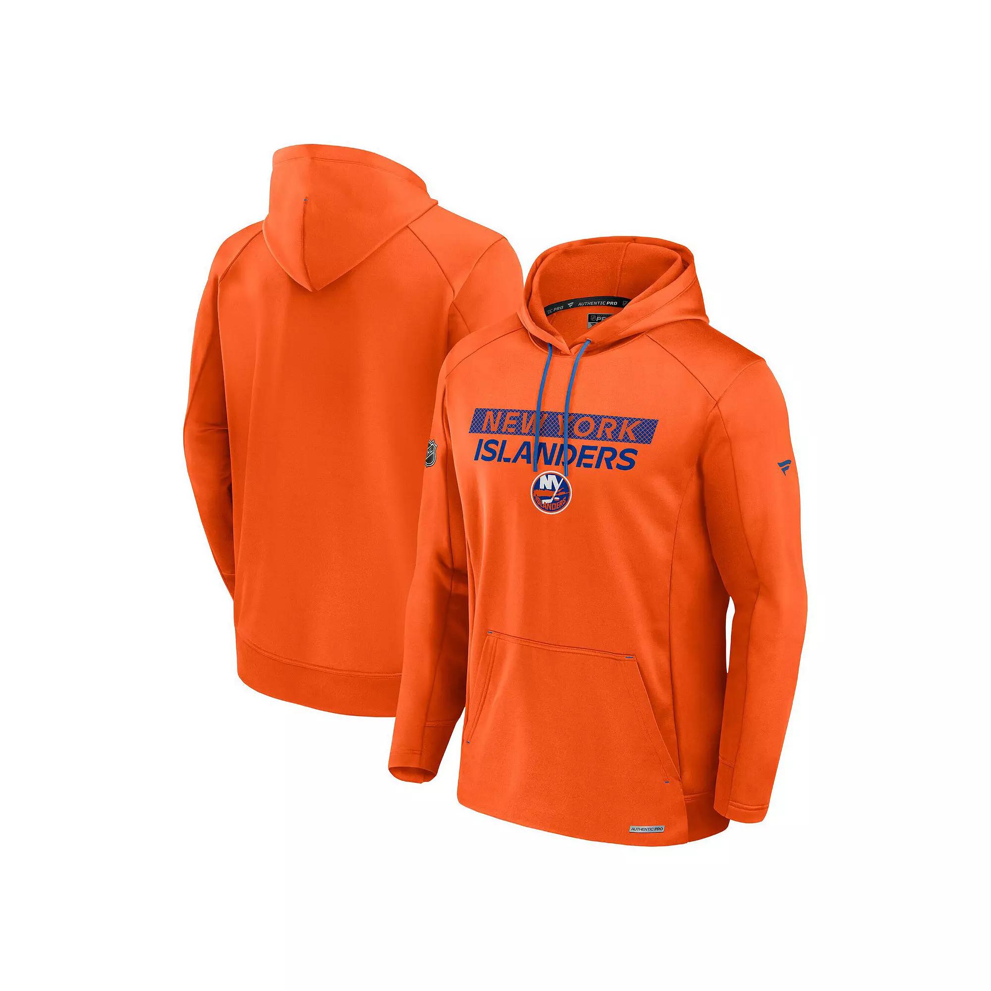 Men's Fanatics Orange New York Islanders Authentic Pro Rink Fleece Pullover Hoodie,  Product Image