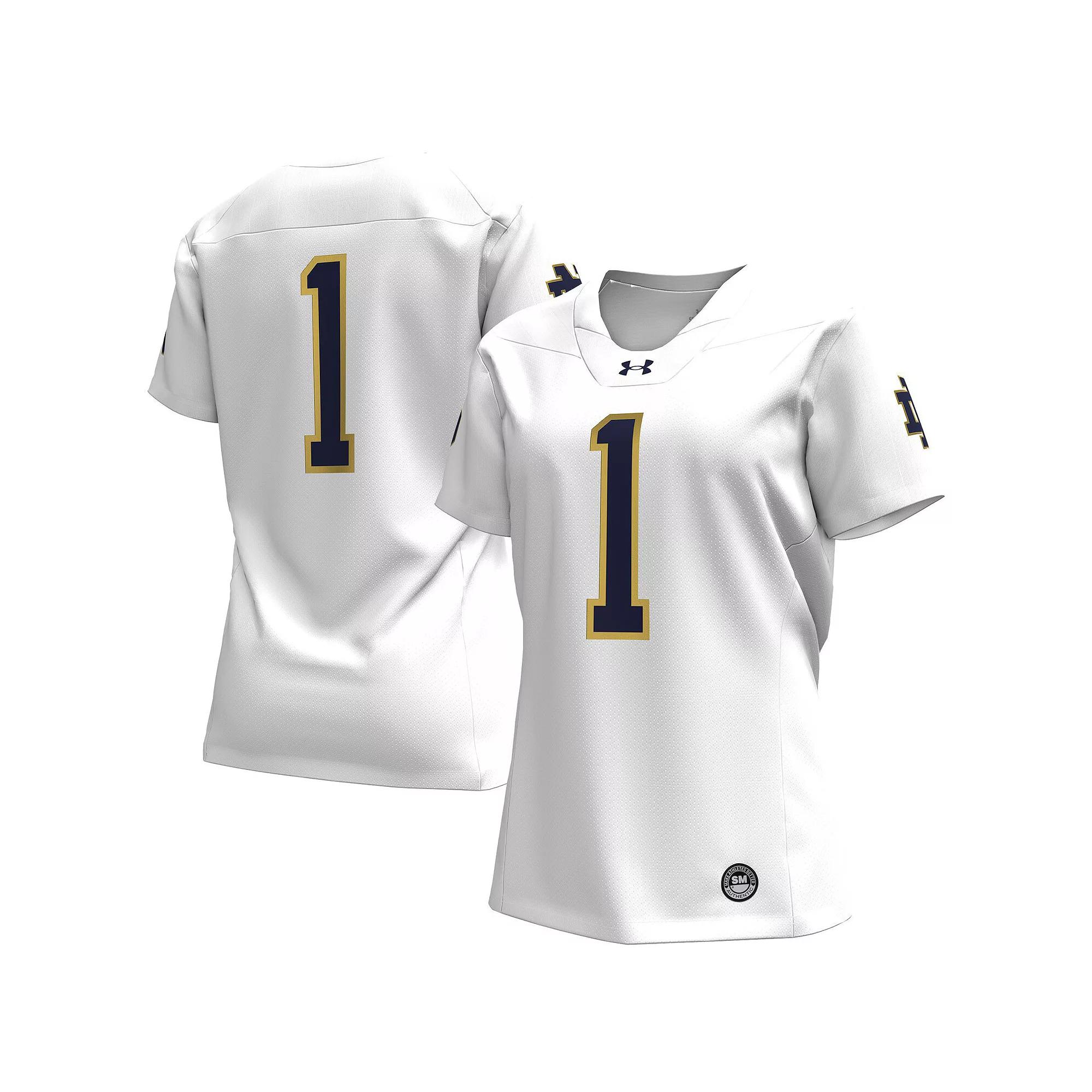 Women's Under Armour #1 White Notre Dame Fighting Irish Replica Football Jersey, Size: XL Product Image