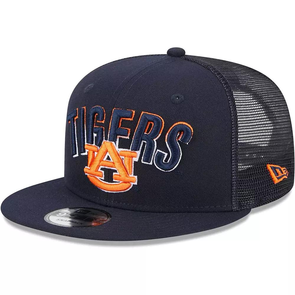 Men's New Era Navy Auburn Tigers Grade Trucker 9FIFTY Snapback Hat, Blue Product Image