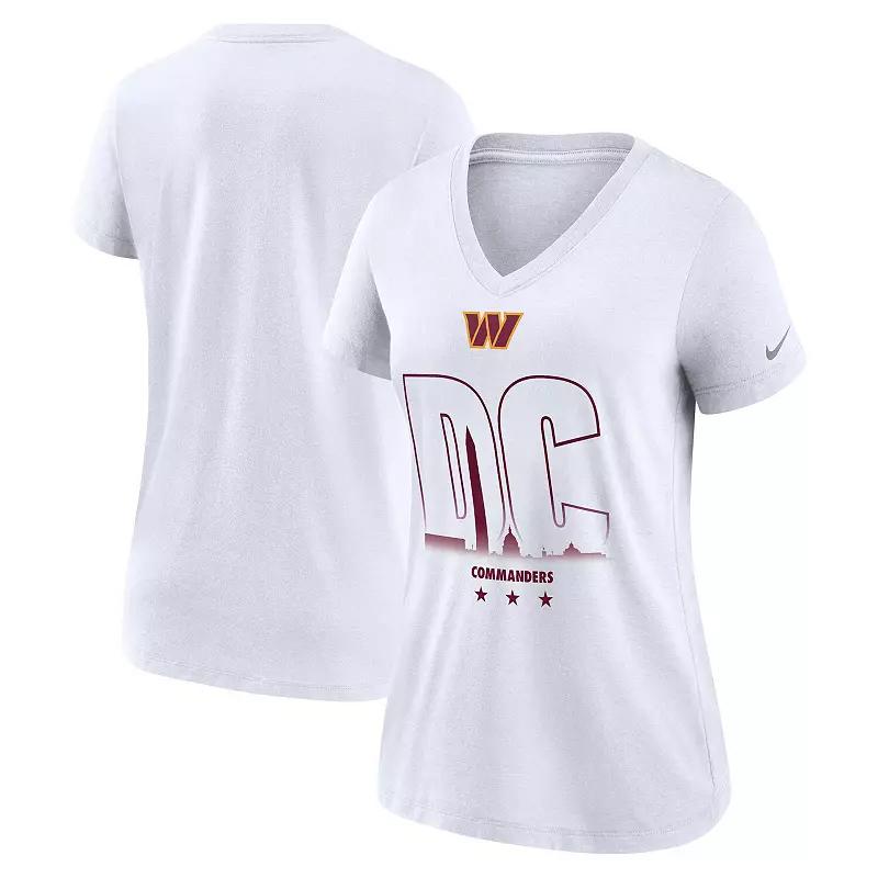 Women's Nike White Washington Commanders Tri-Blend V-Neck T-Shirt,  Product Image