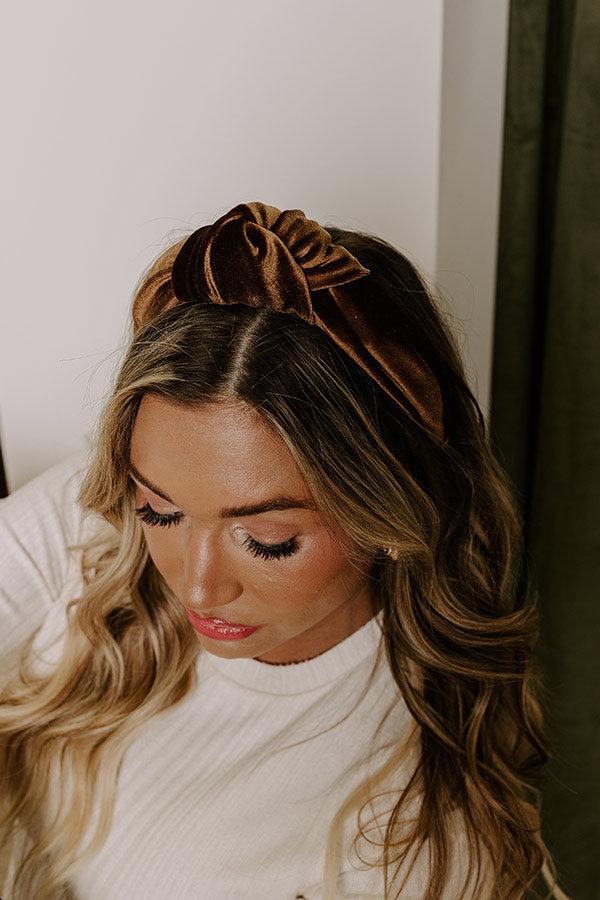 Luxe Lifestyle Velvet Headband in Mocha Product Image