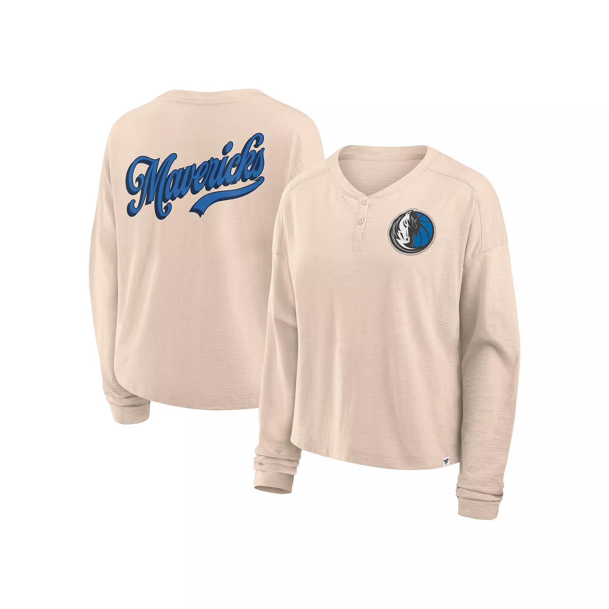 Women's Fanatics Natural Dallas Mavericks Boxed Out Drop Fashion Long Sleeve T-Shirt,  Product Image