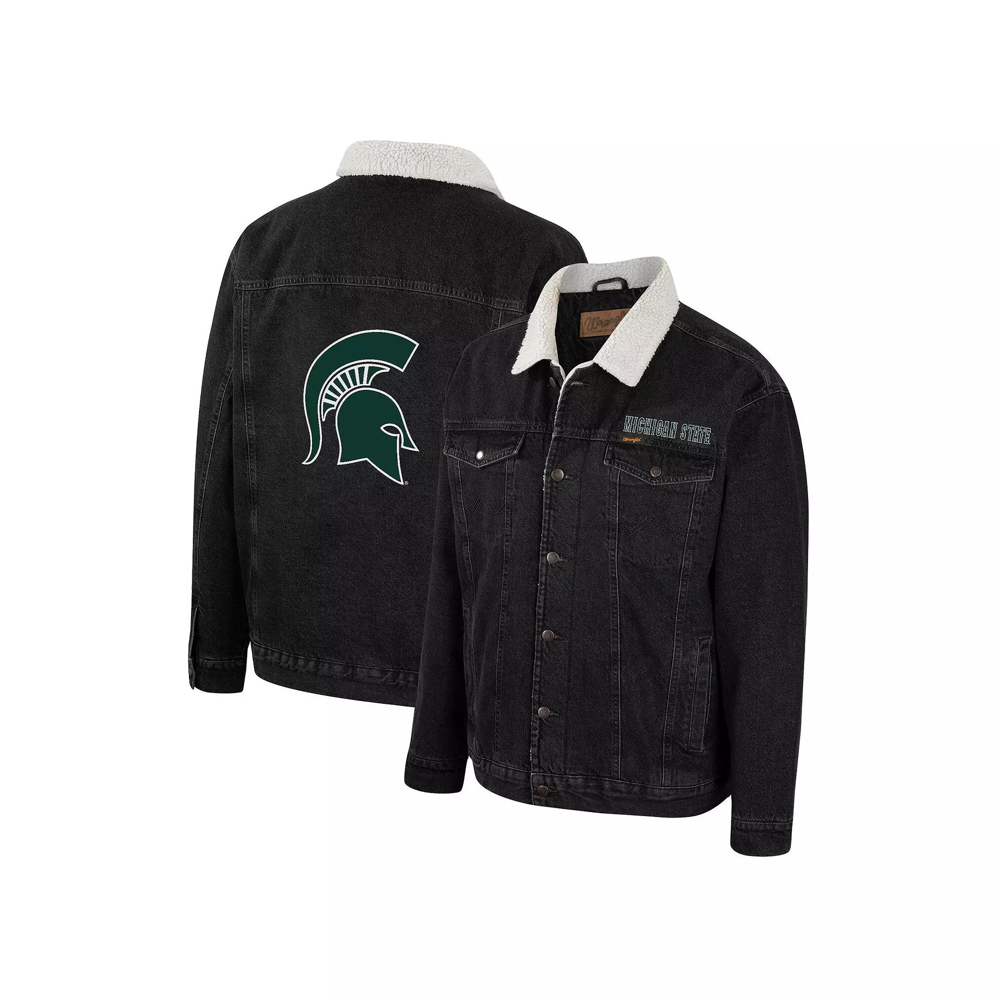 Men's Colosseum x Wrangler Charcoal Michigan State Spartans Western Button-Up Denim Jacket,  Product Image