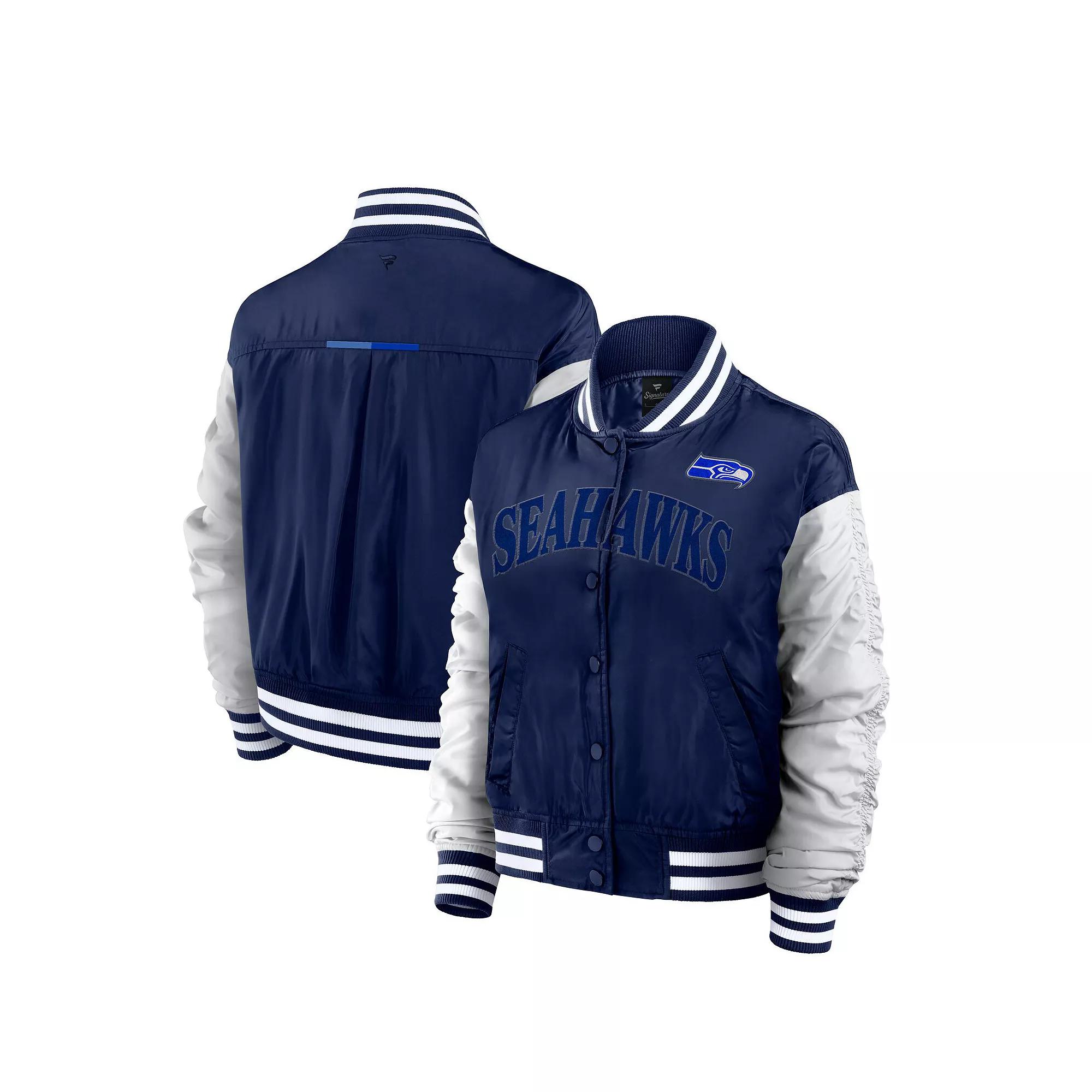 Women's Fanatics College Navy Seattle Seahawks Elements Wave Full-Snap Jacket,  Product Image