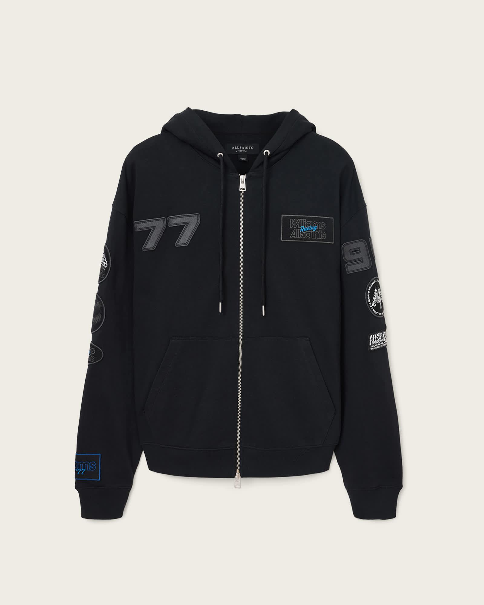 Williams X AllSaints Apex Zip Sweatshirt Jet Black | ALLSAINTS US Product Image