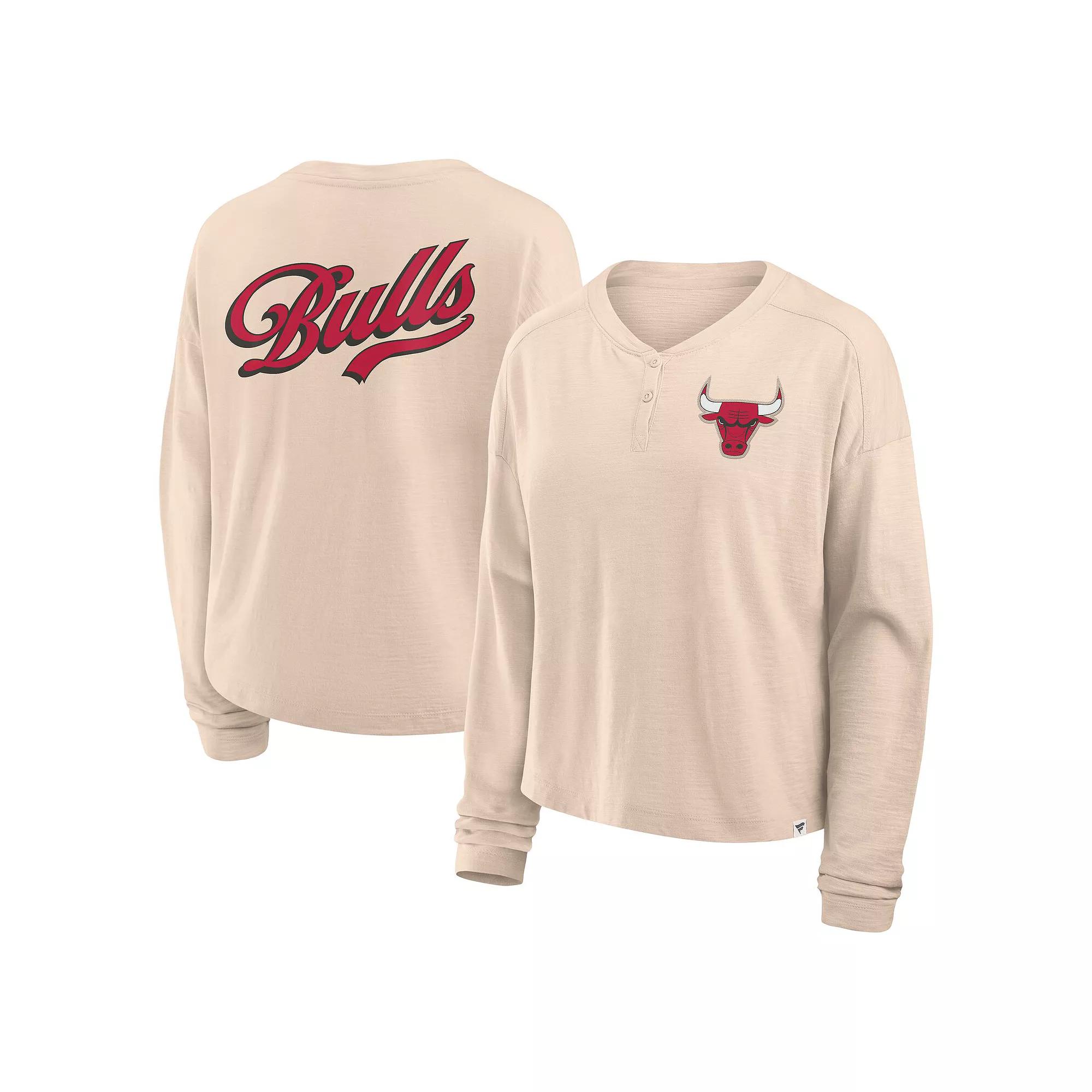 Women's Fanatics Natural Chicago Bulls Boxed Out Drop Fashion Long Sleeve T-Shirt,  Product Image