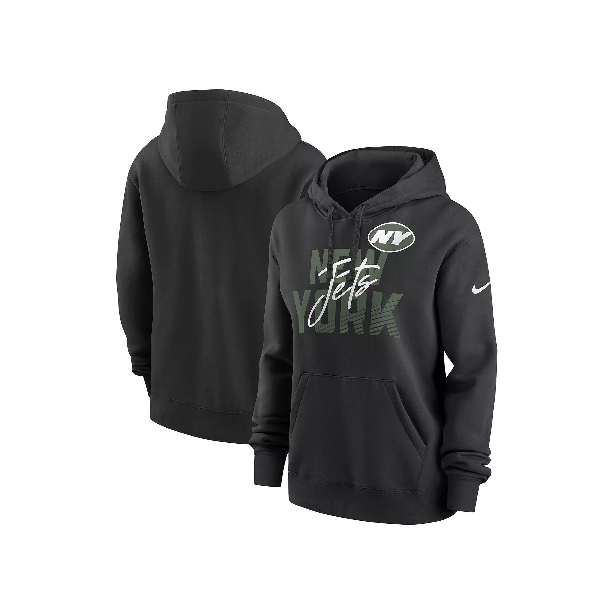 Women's Nike Black New York Jets Wordmark Club Fleece Pullover Hoodie,  Product Image