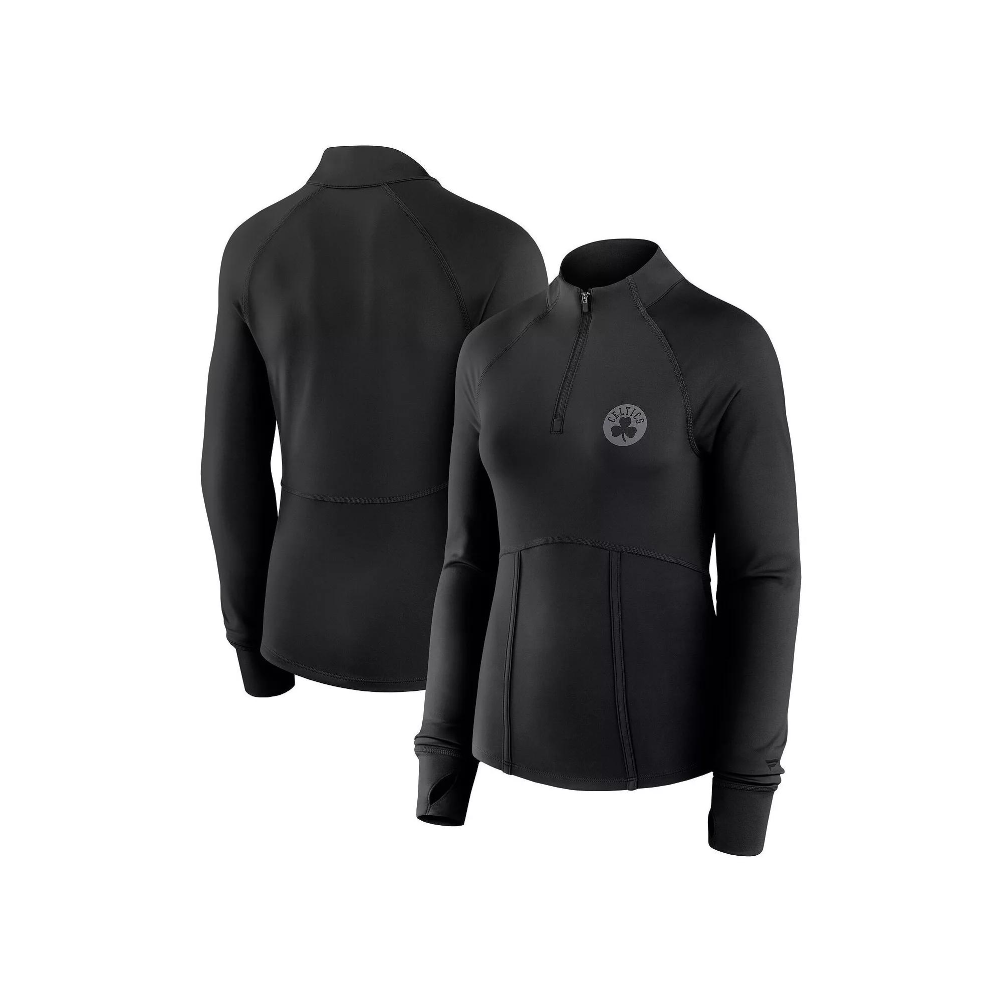 Women's Fanatics Black Boston Celtics Elements Match Raglan Quarter-Zip Top,  Product Image