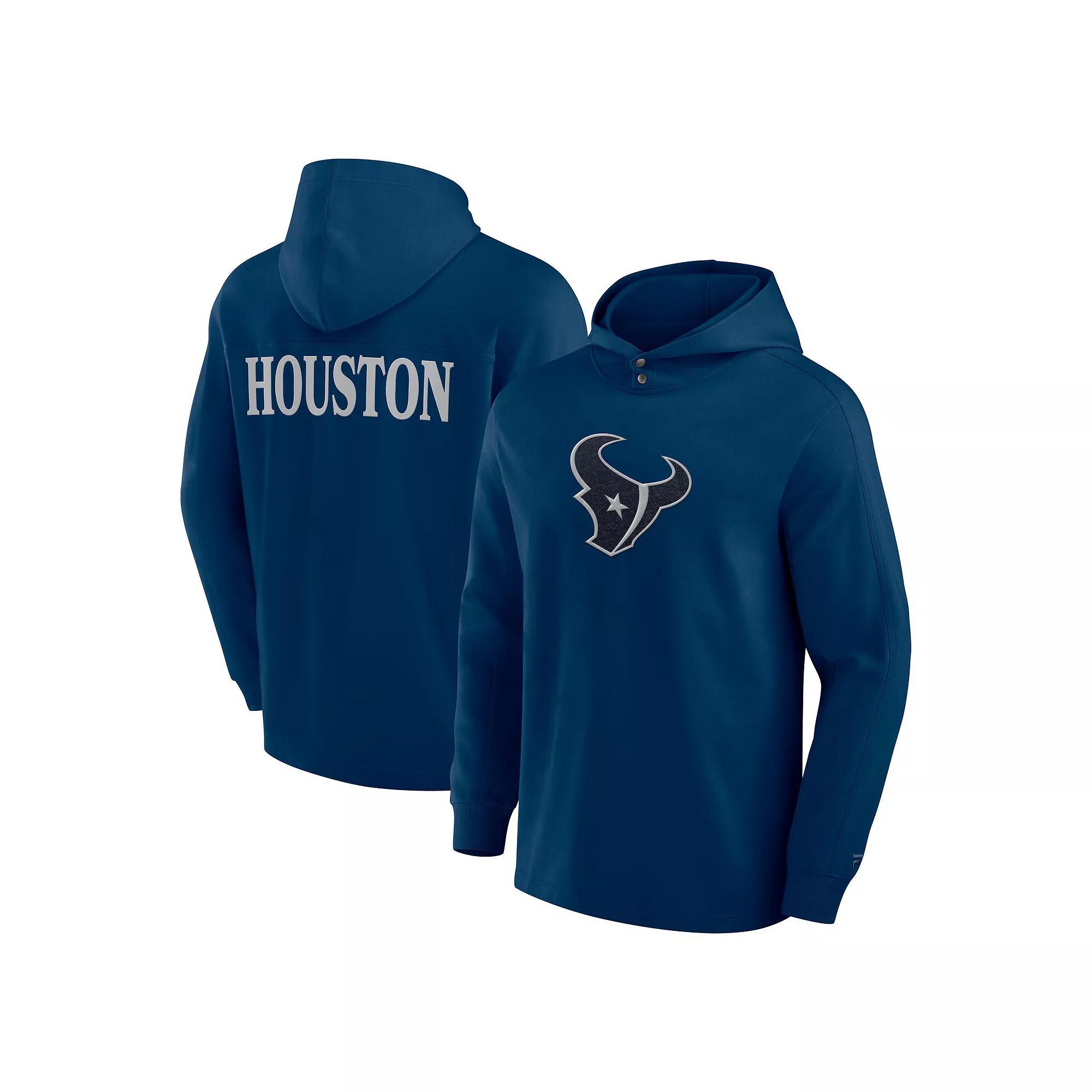 Men's Fanatics Navy Houston Texans Elements Blaze Tri-Blend Long Sleeve Hoodie T-Shirt, Adult Unisex,  Product Image