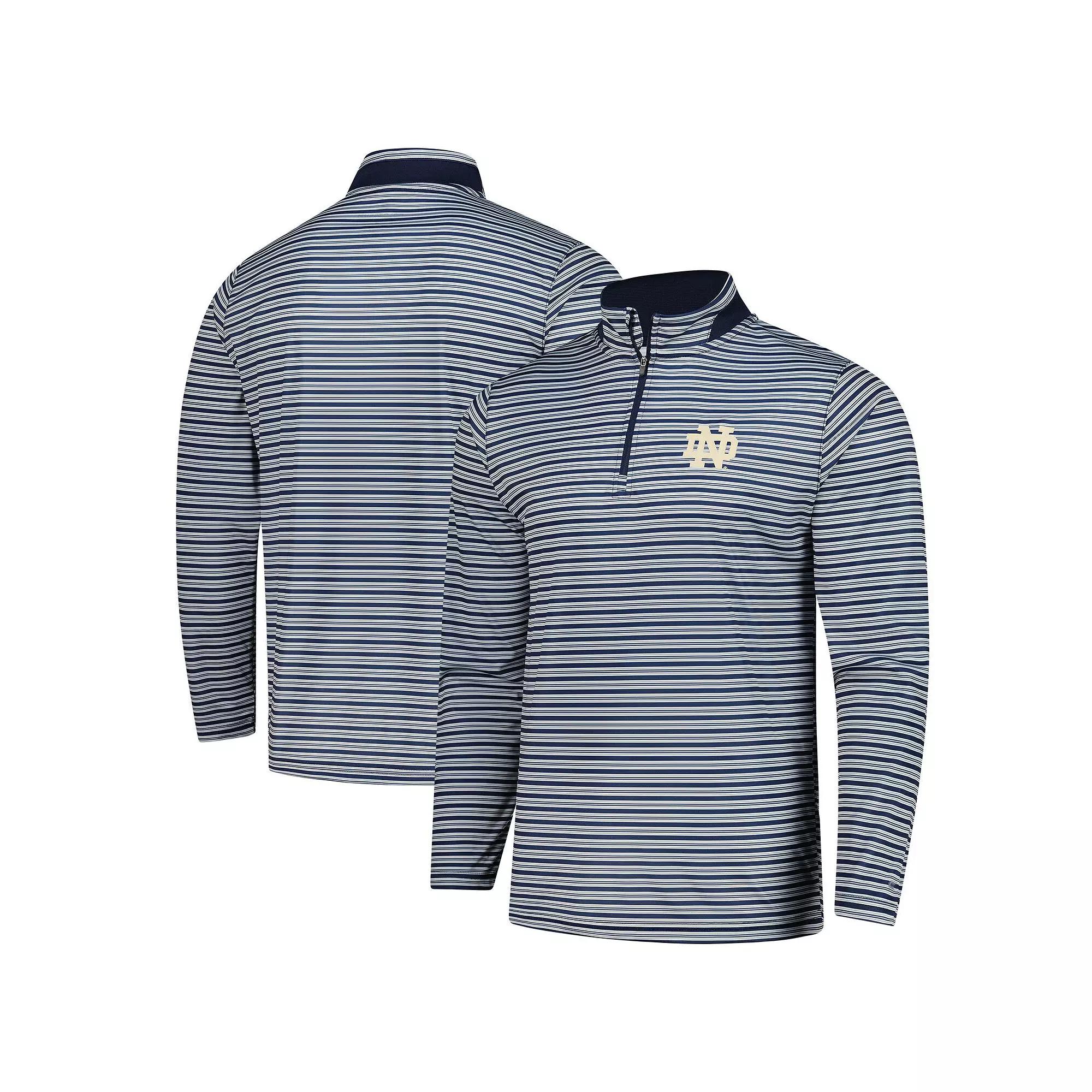 Men's Colosseum Navy Notre Dame Fighting Irish Striped Quarter-Zip Top,  Product Image