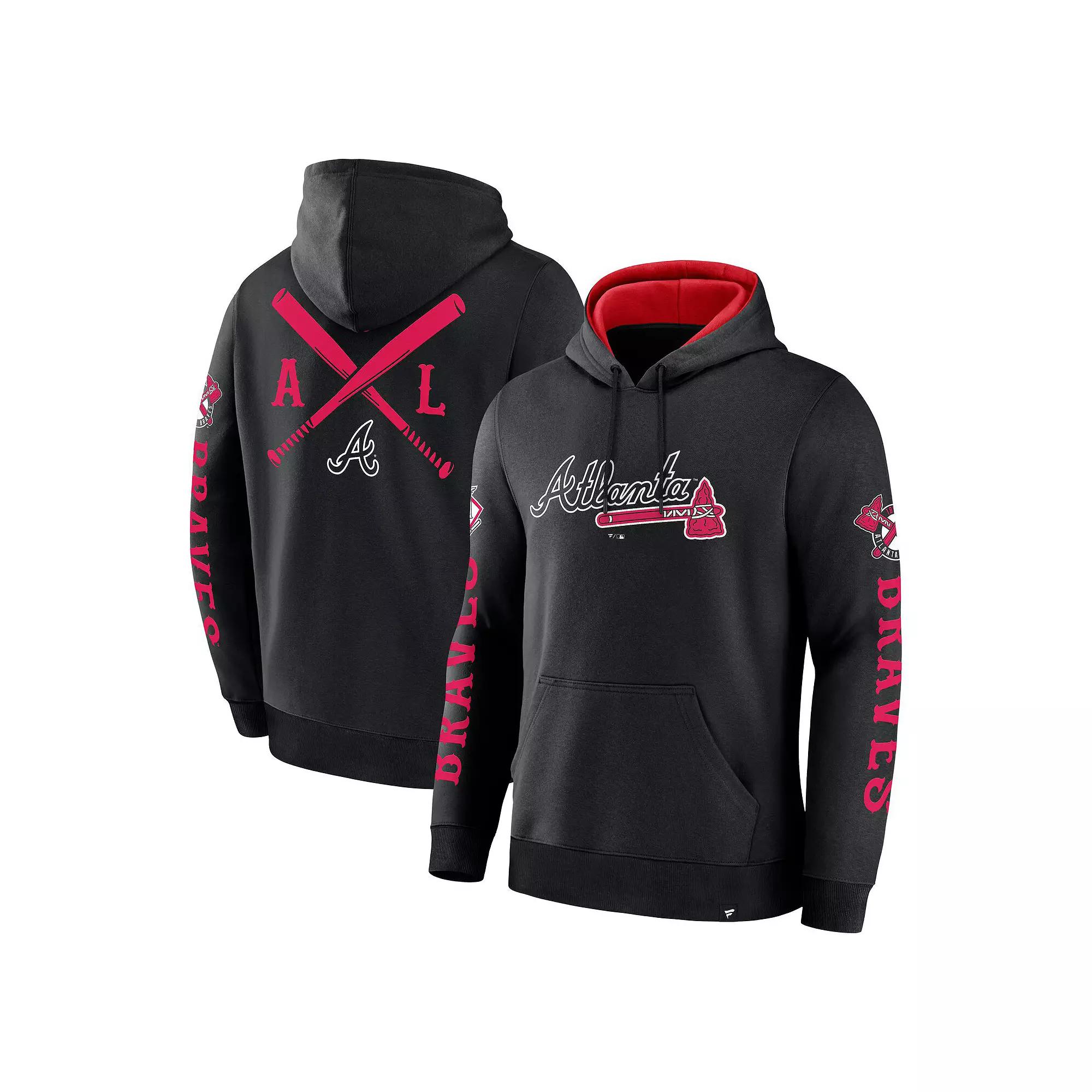 Men's Fanatics Black Atlanta Braves Big City Legacy Fleece Pullover Hoodie,  Product Image