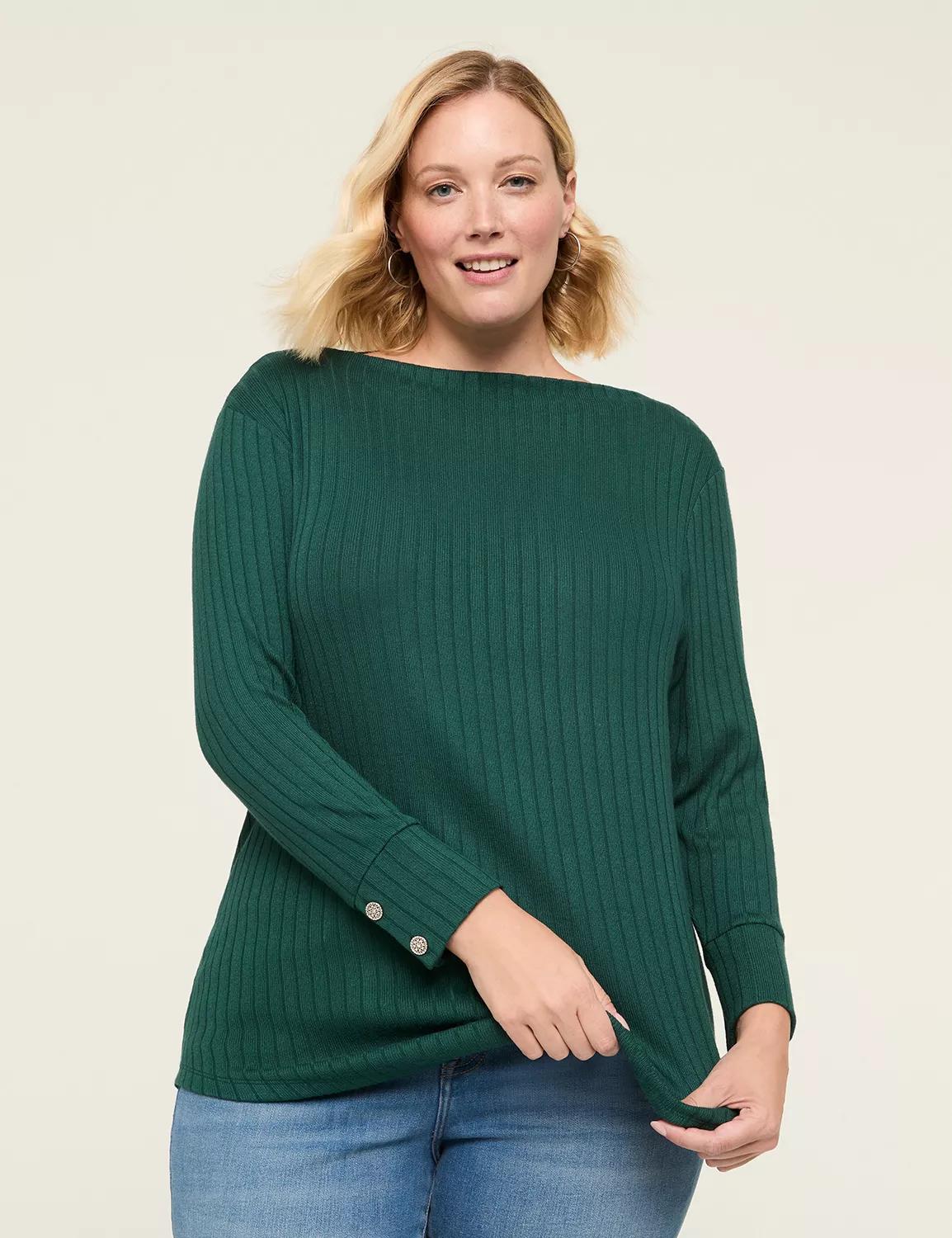 Mock-Neck Button-Cuff Top Product Image