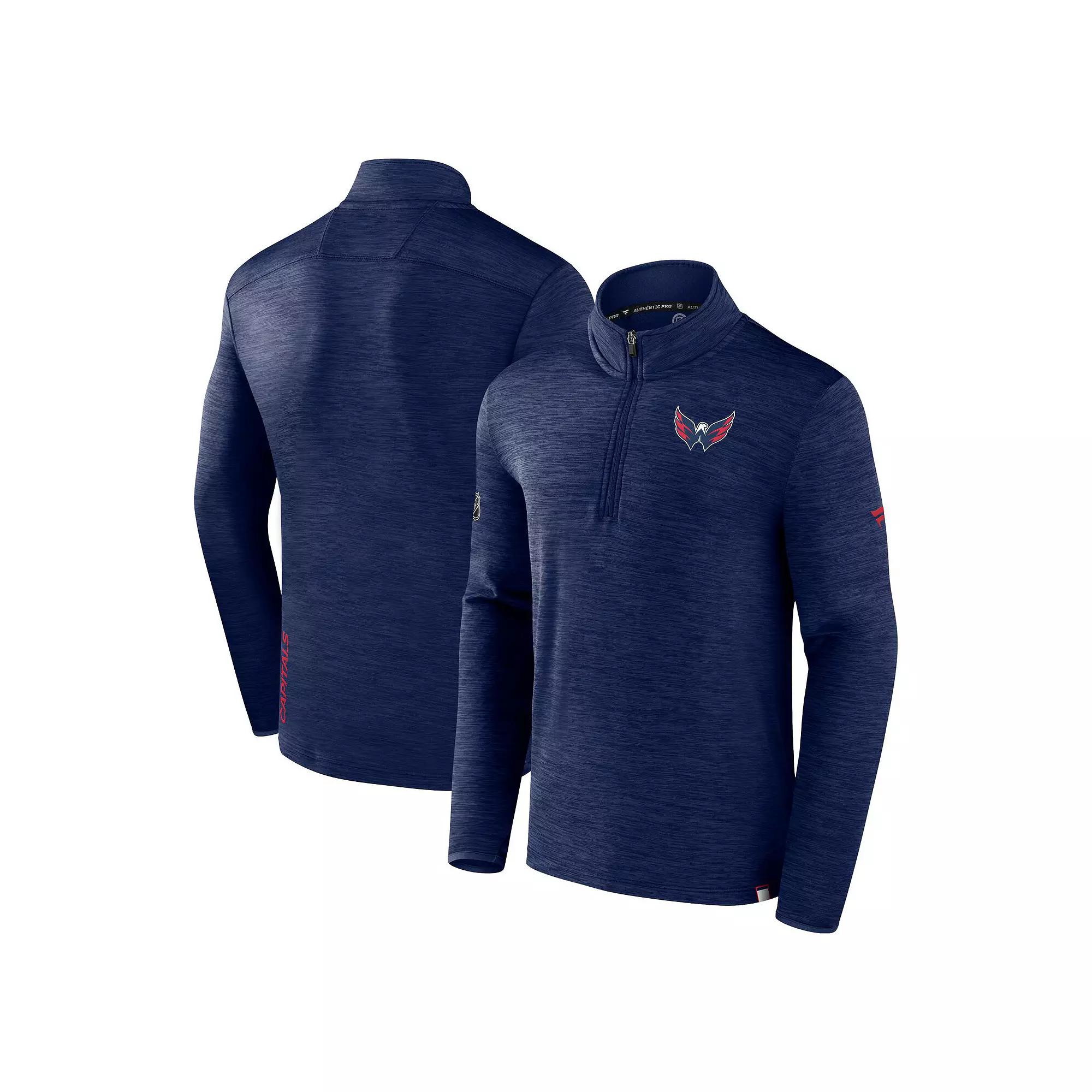 Men's Fanatics Heather Charcoal Anaheim Ducks Authentic Pro Lightweight Quarter-Zip Pullover,  Product Image