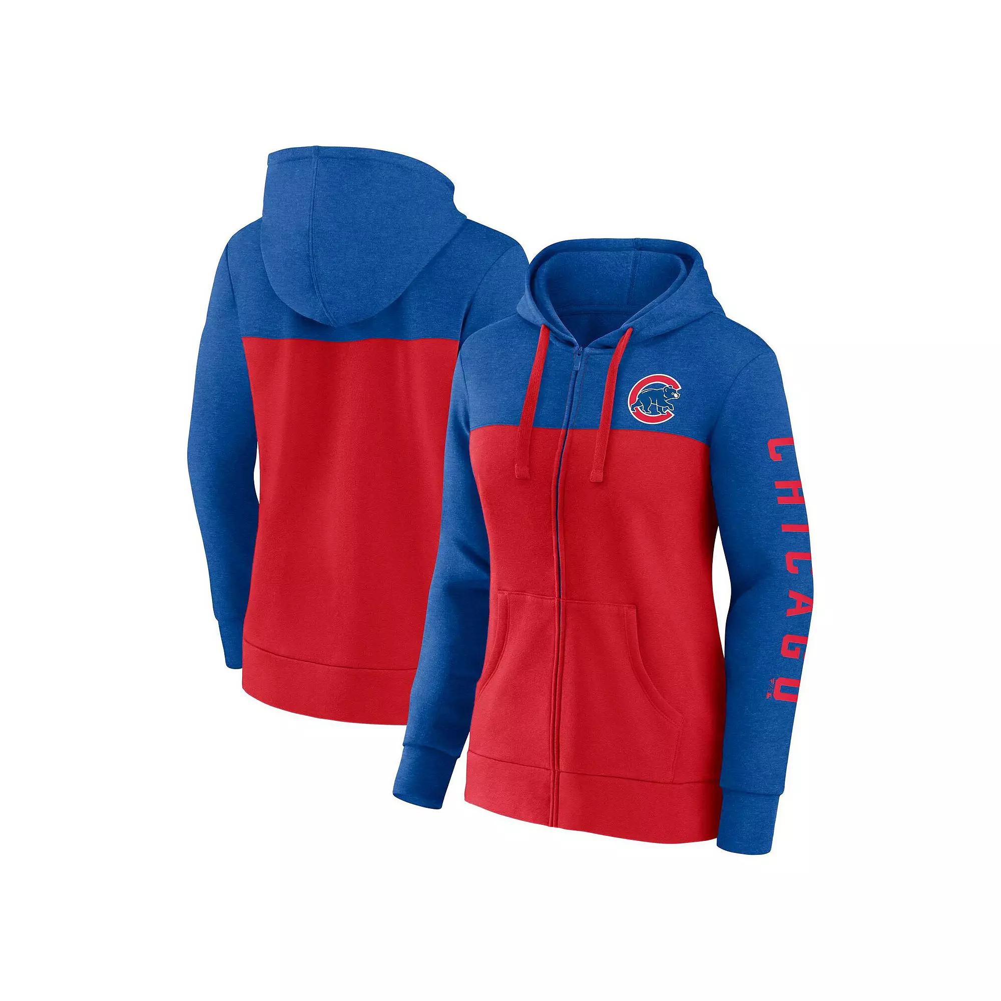 Women's Fanatics Branded Royal/Red Chicago Cubs City Ties Hoodie Full-Zip Sweatshirt, Size: XS, Blue Product Image