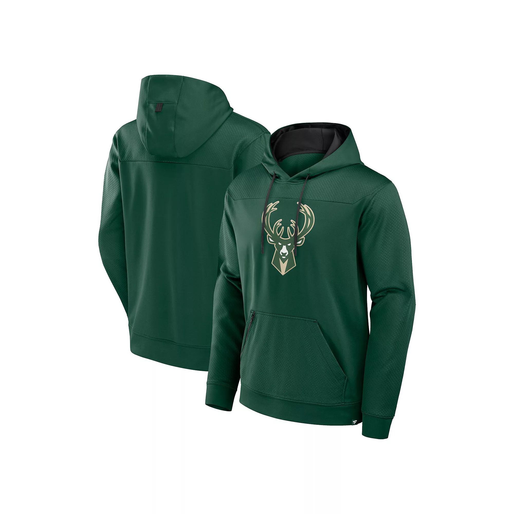 Men's Fanatics  Hunter Green Milwaukee Bucks Reserve Defender Pullover Hoodie, Size: XL, Team Product Image