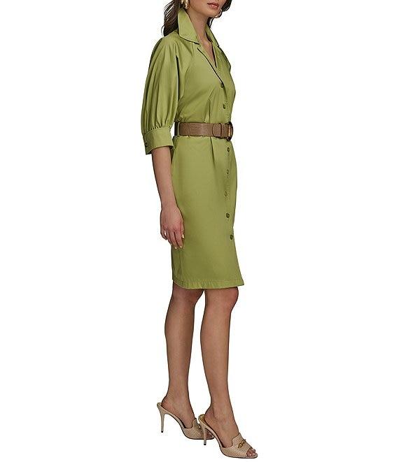 Donna Karan Cotton Sateen Belted Shirt Dress Product Image
