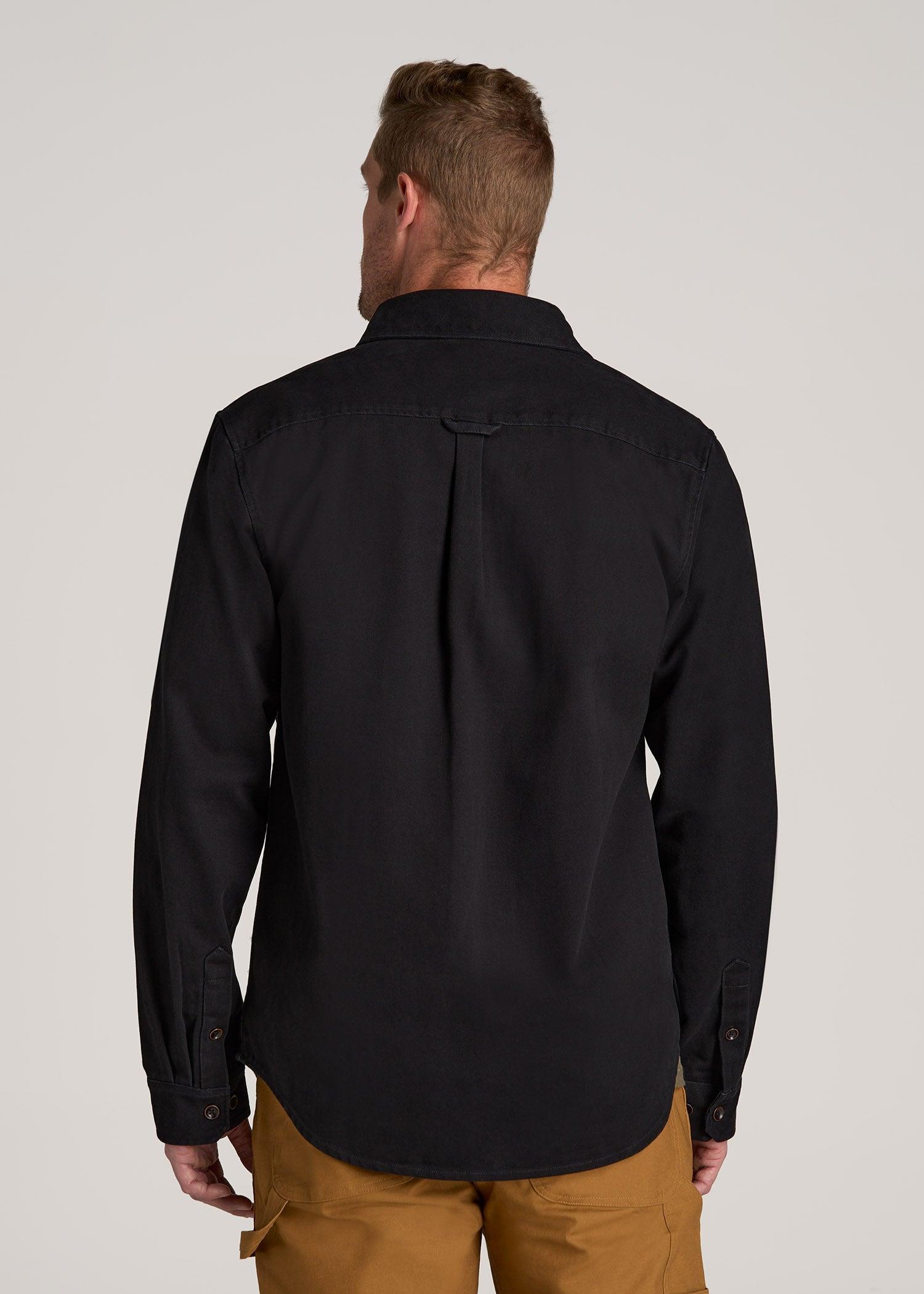 LJ&S Heavyweight Cotton Twill Overshirt for Tall Men in Vintage Black Male Product Image