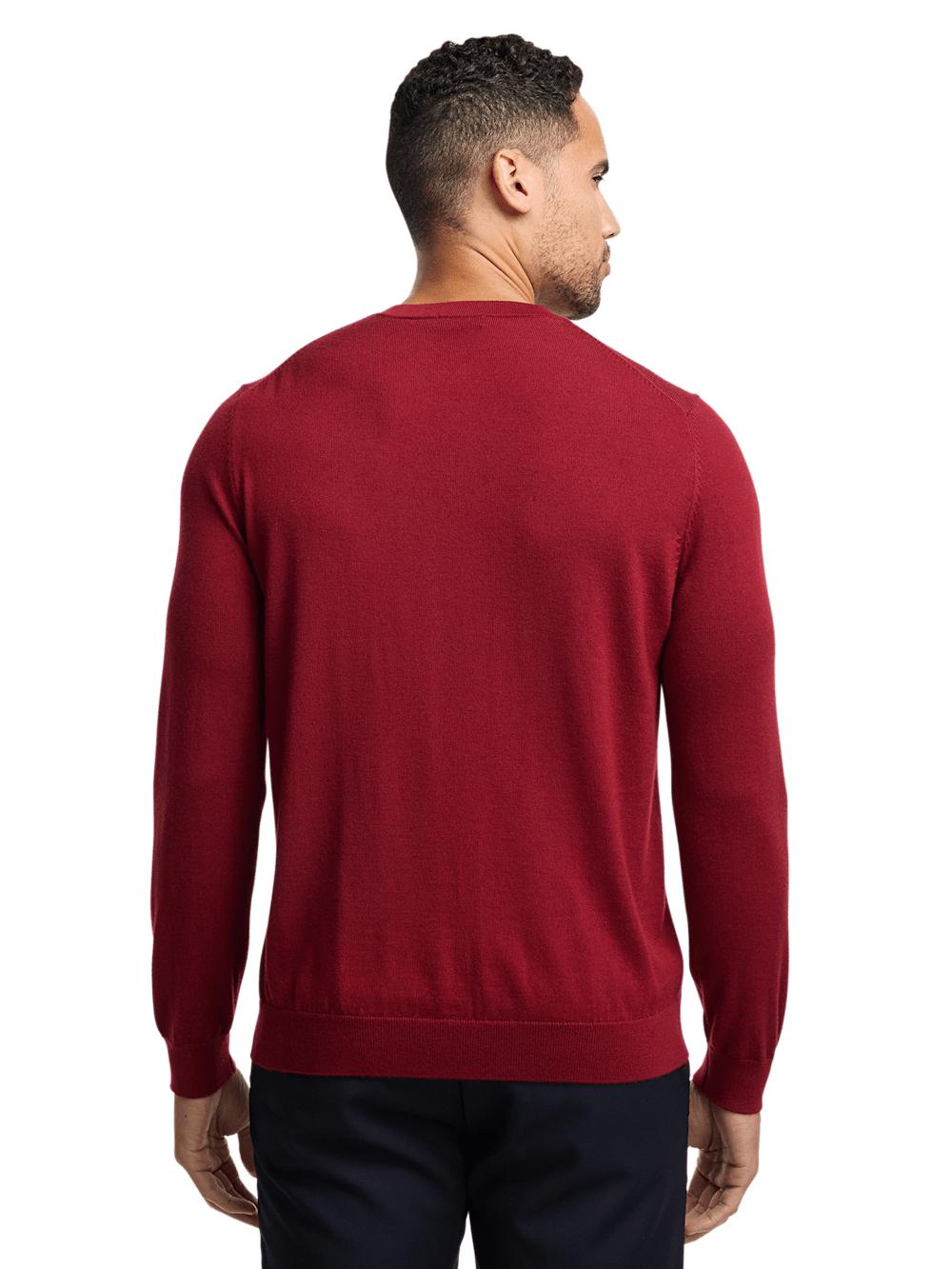 Merino Wool V-neck Sweater - Wine Product Image