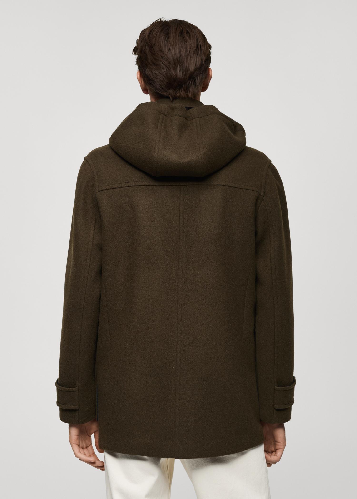 Detachable hood wool coat - Men | MANGO USA Product Image