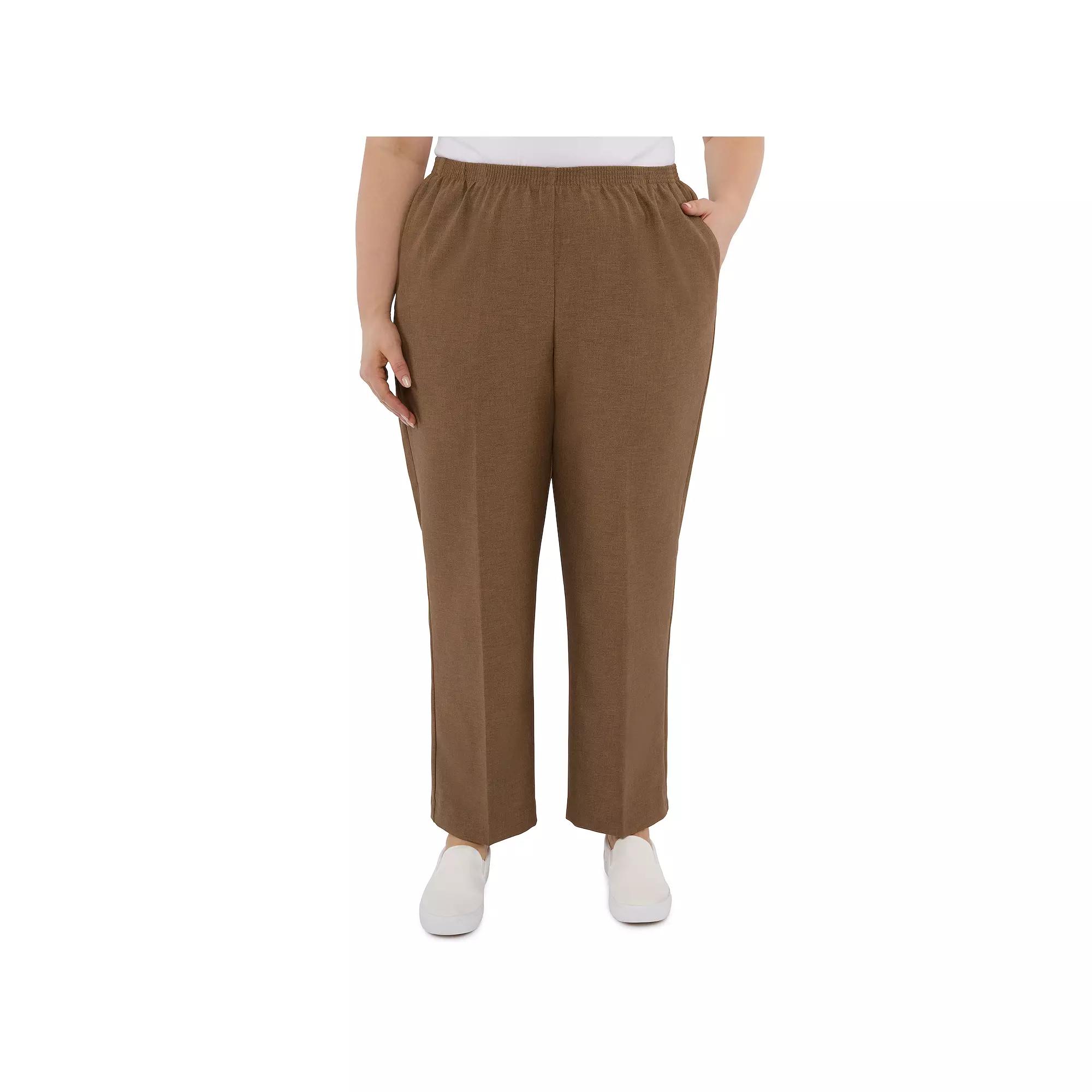 Plus Size Alfred Dunner Pull-On Straight-Leg Pants, Womens Brown Product Image