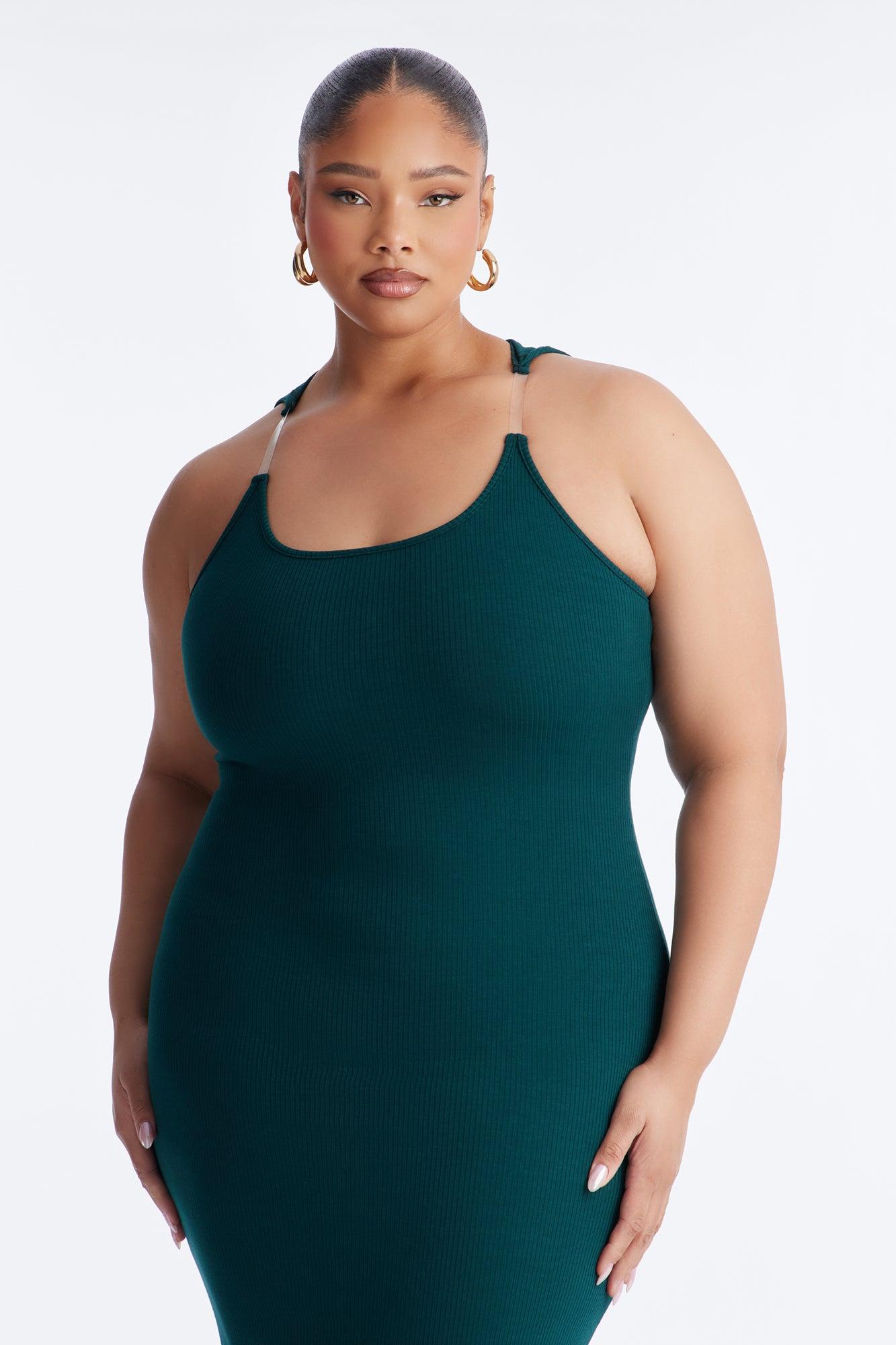 Trinity Hooded Ribbed Maxi Dress - Hunter Female Product Image