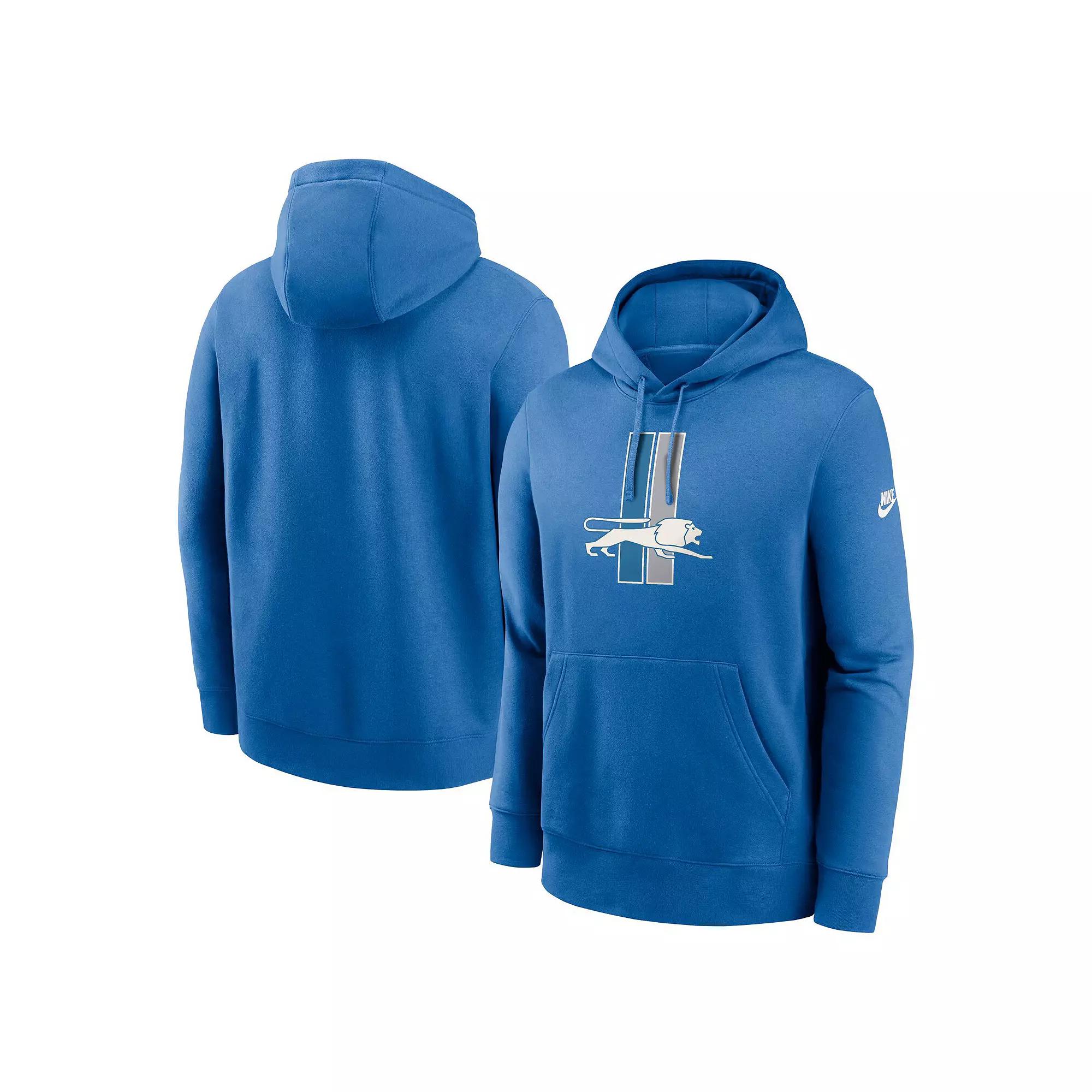 Men's Nike Blue Detroit Lions Rewind Club Logo Pullover Hoodie, Size: Small Product Image
