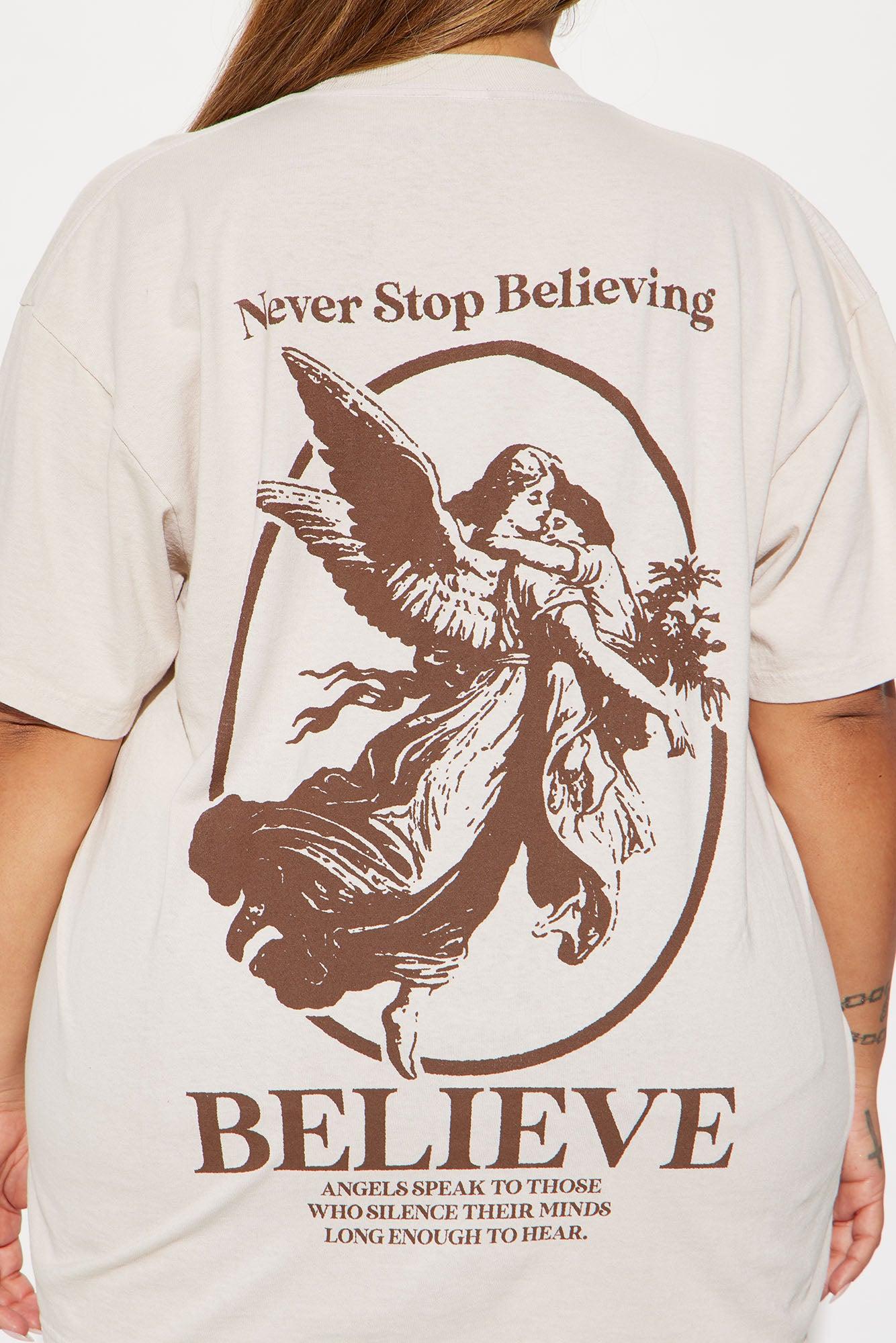 Never Stop Believing Graphic Tee - Taupe/combo Product Image