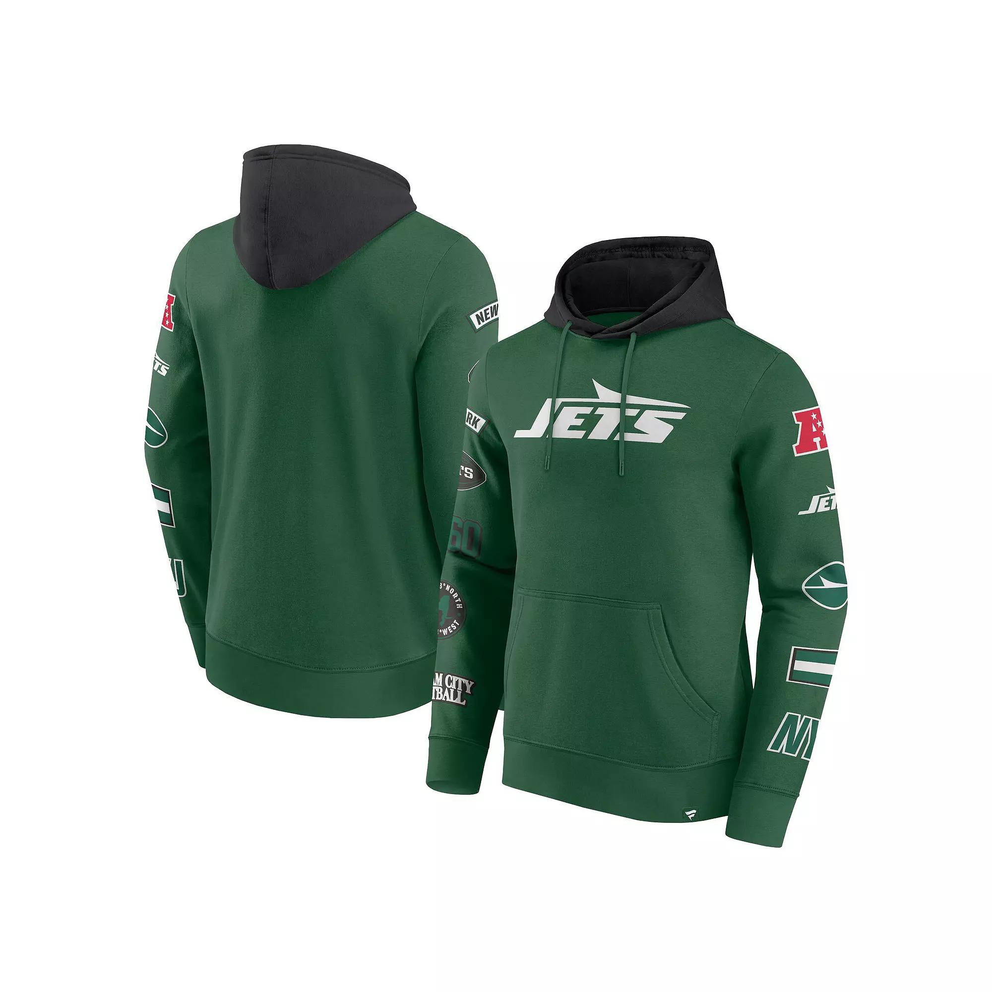 Men's Fanatics Green/Black New York Jets Patched Out Pullover Hoodie,  Product Image