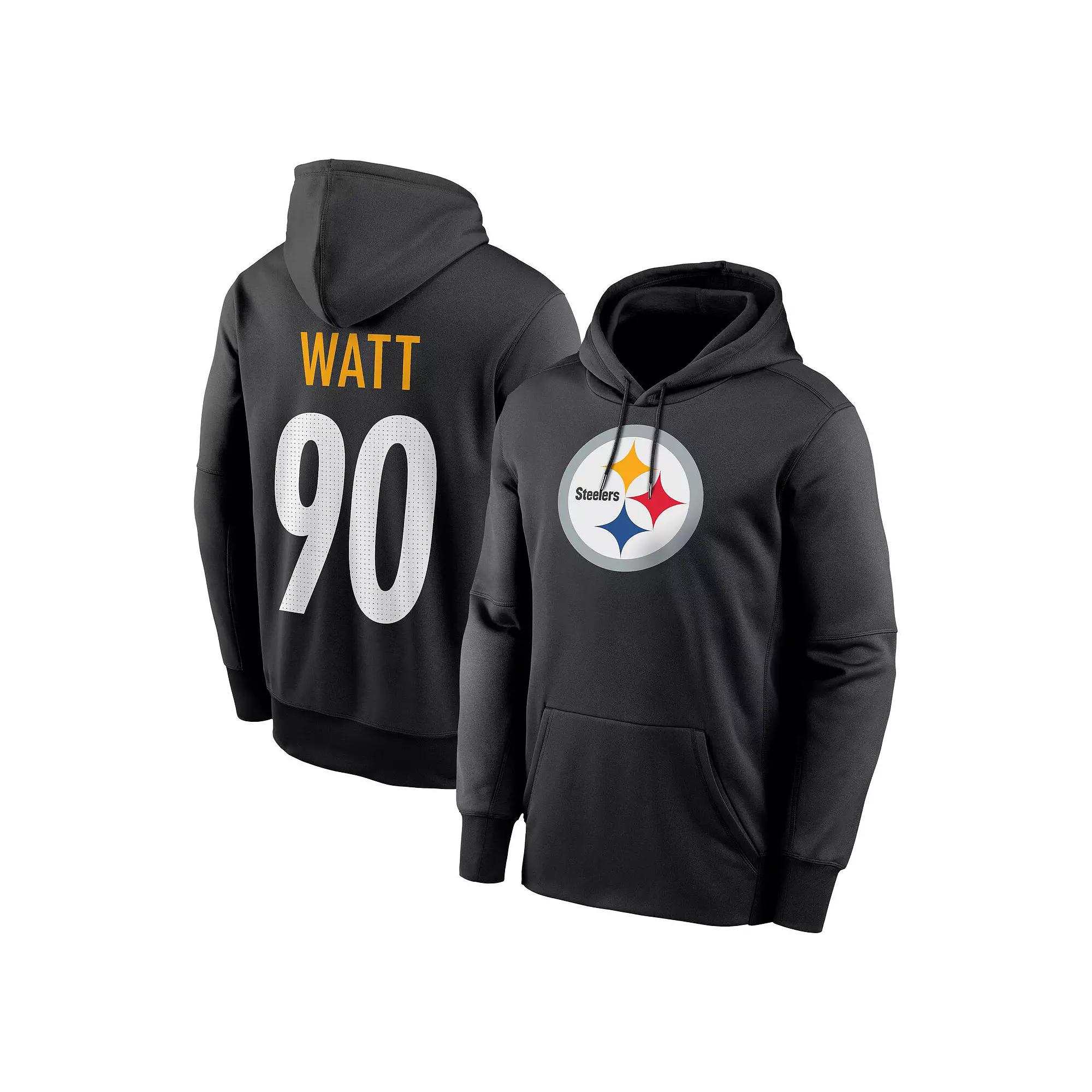 Men's Nike T.J. Watt Black Pittsburgh Steelers Player Name & Number Performance Pullover Hoodie,  Product Image