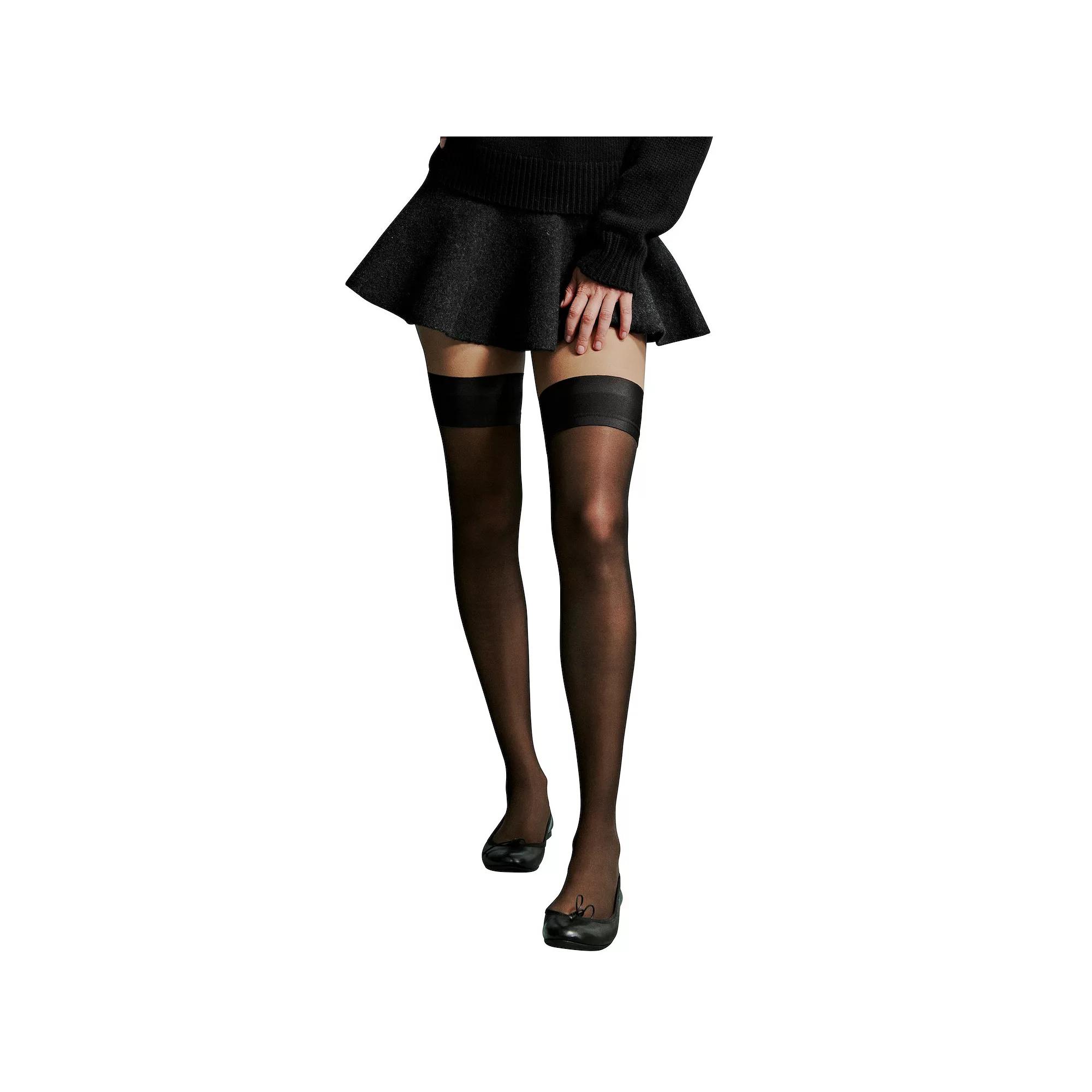 Women's L'eggs Sheer Thigh High Stockings LAS008, Size: Medium, Black Product Image