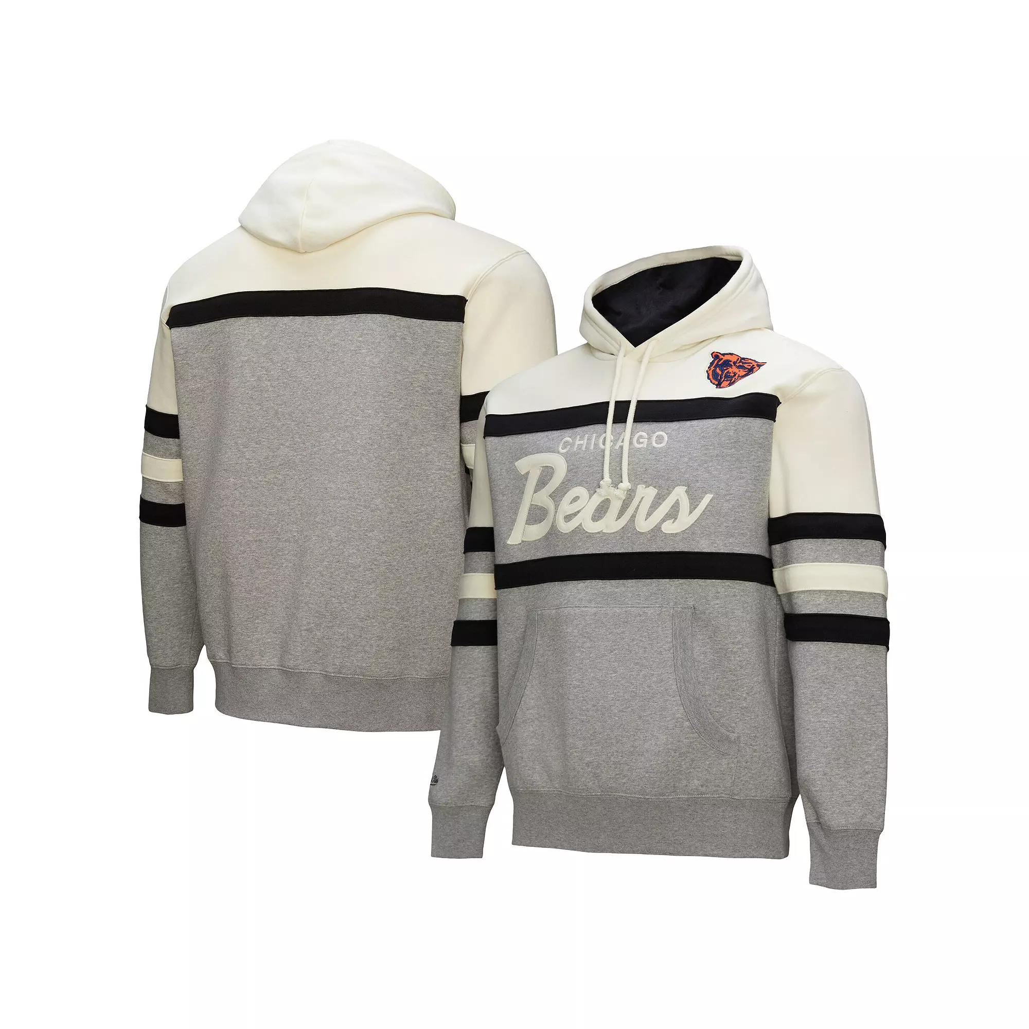 Men's Mitchell & Ness  Heather Gray Chicago Bears Head Coach Vintage Logo Pullover Hoodie, Size: Medium, Grey Product Image