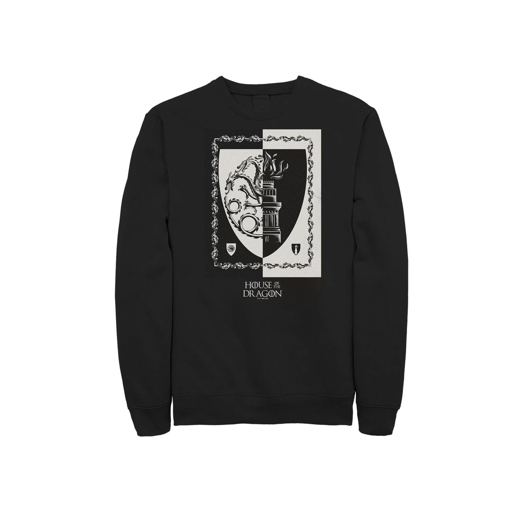 Big & Tall House Of The Dragon Black And White Shield Fleece Sweatshirt, Men's,  Product Image