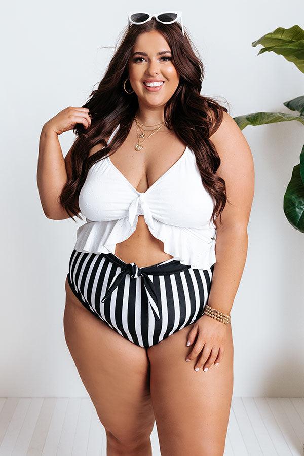 Sitting Starboard High Waist Reversible Bikini Bottoms Curves Product Image