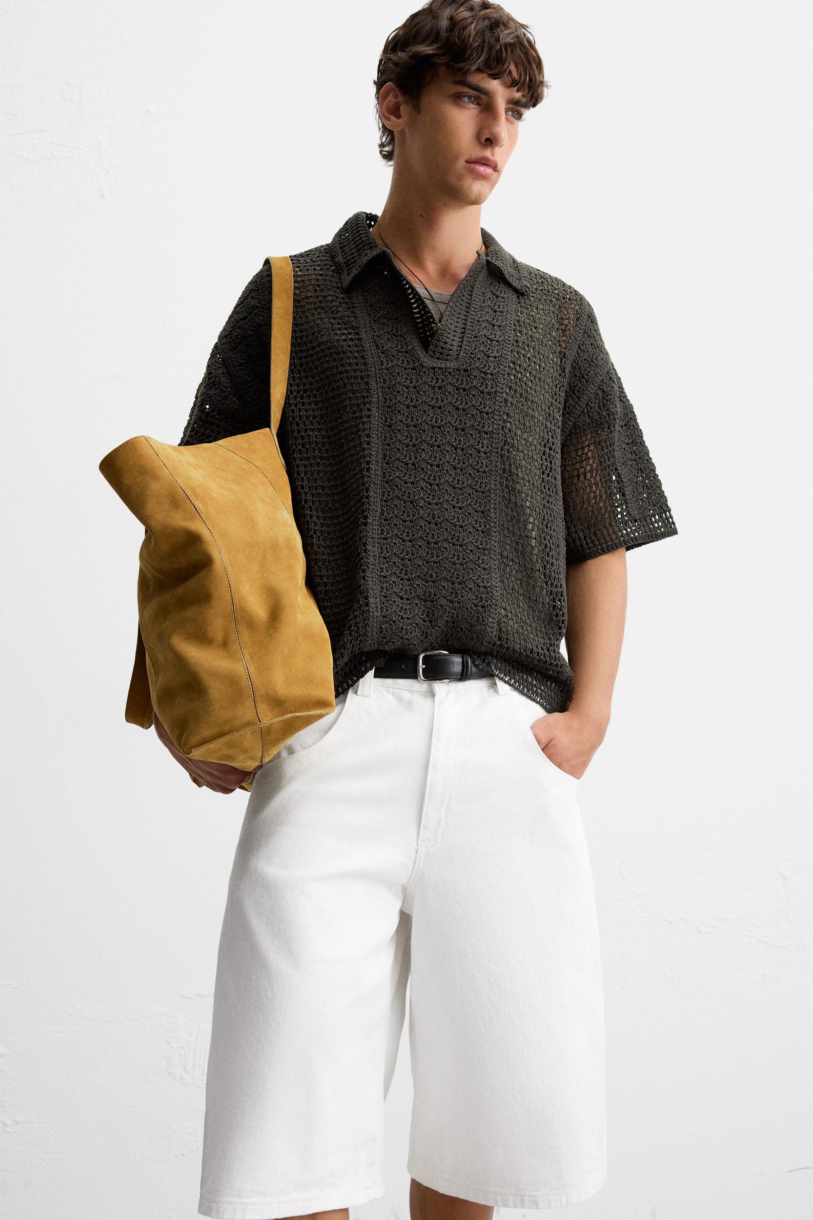 CROCHET TEXTURED POLO SHIRT Product Image