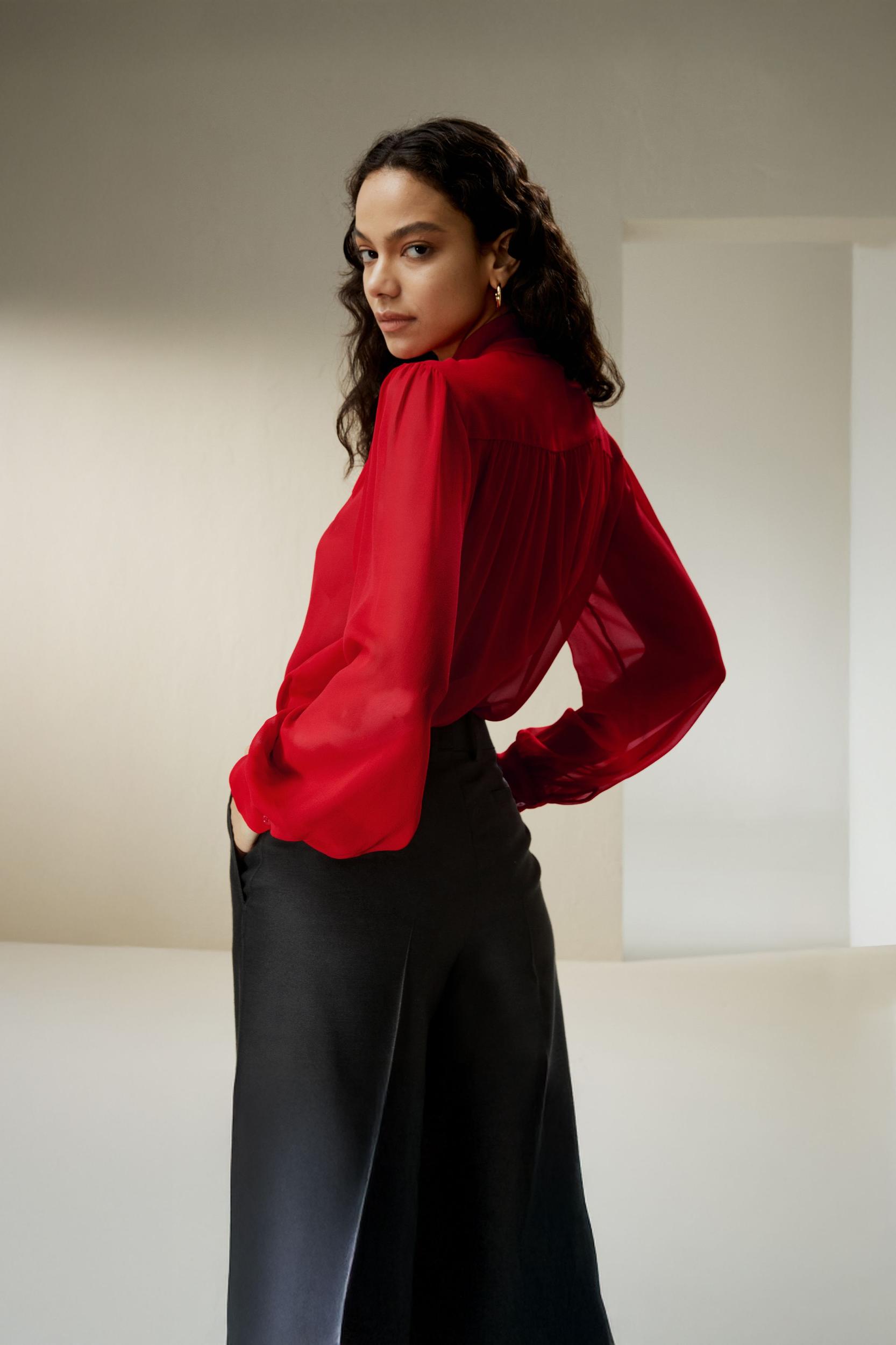 Bow Tie Silk Jasmine Blouse Product Image