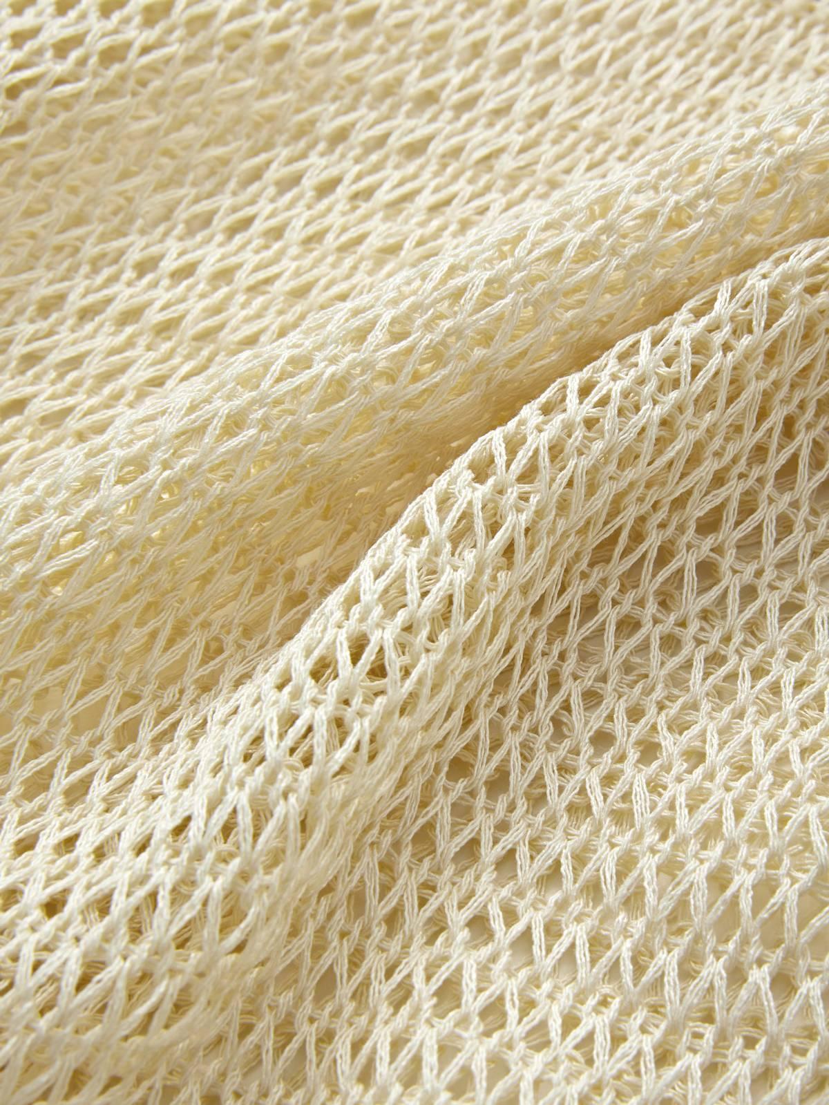 Oversized Long Sleeve Crochet Knit Top Product Image