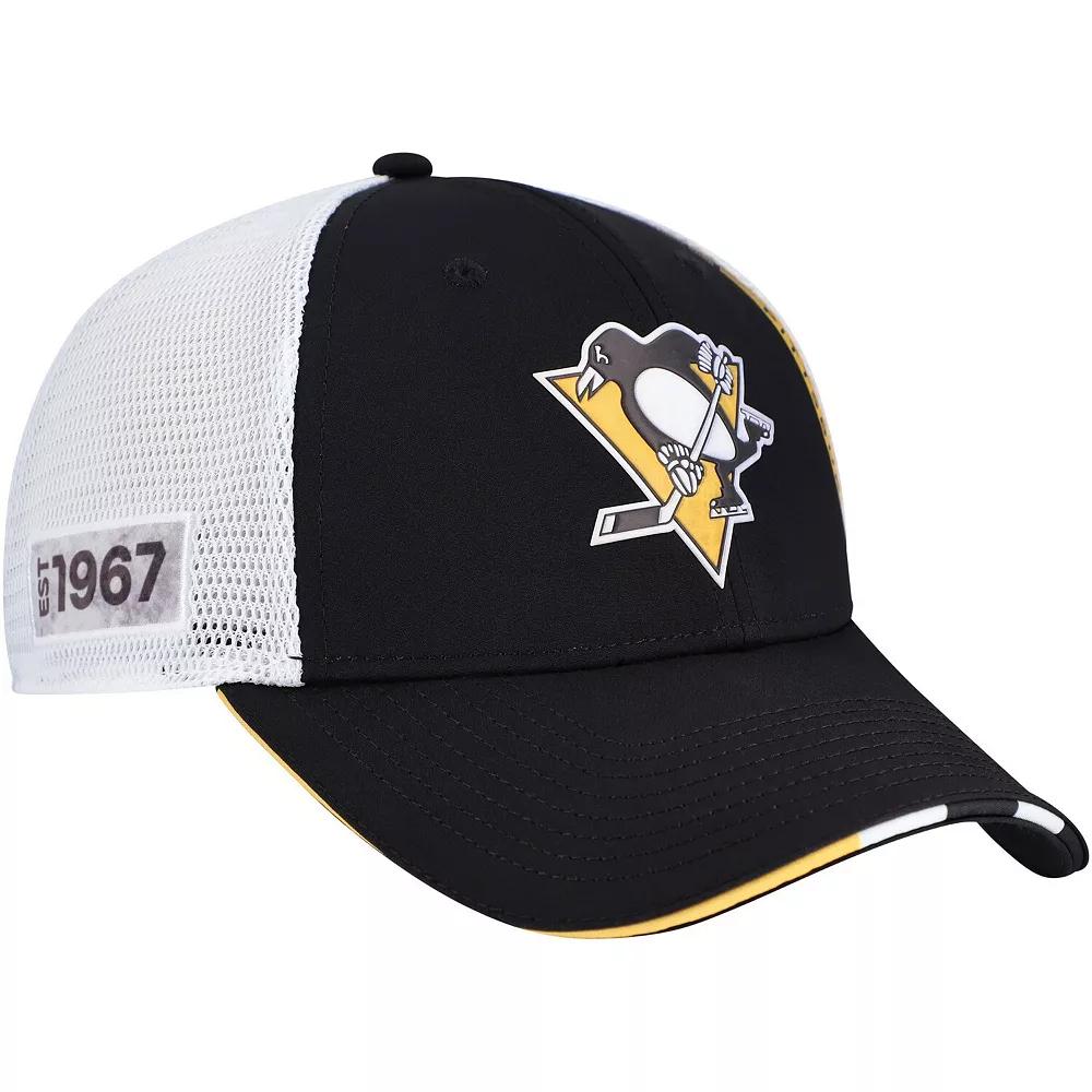 Men's Fanatics  Black Pittsburgh Penguins Authentic Pro Draft Adjustable Trucker Hat Product Image