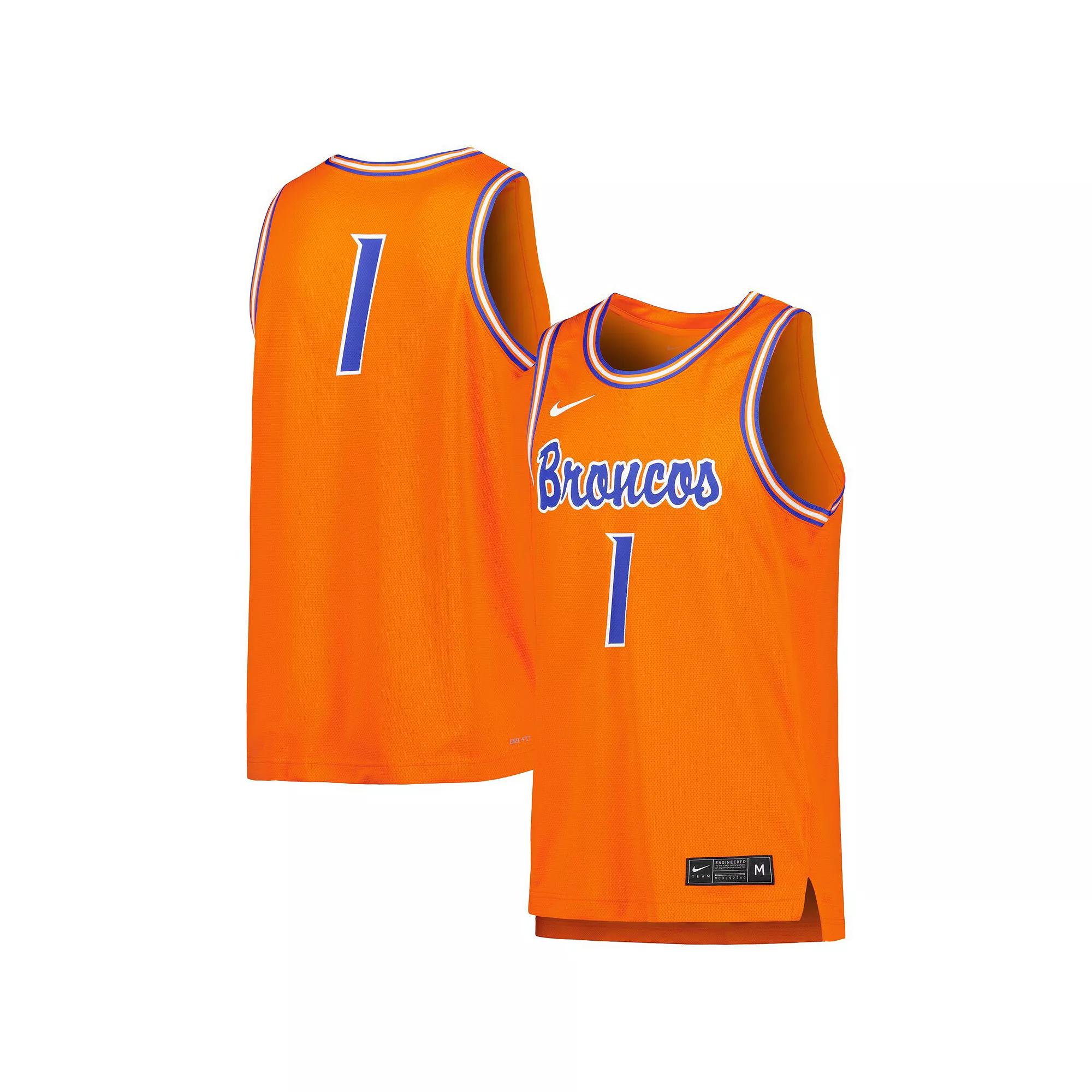 Men's Nike #1 Orange Boise State Broncos Retro Replica Basketball Jersey, Size: Medium Product Image