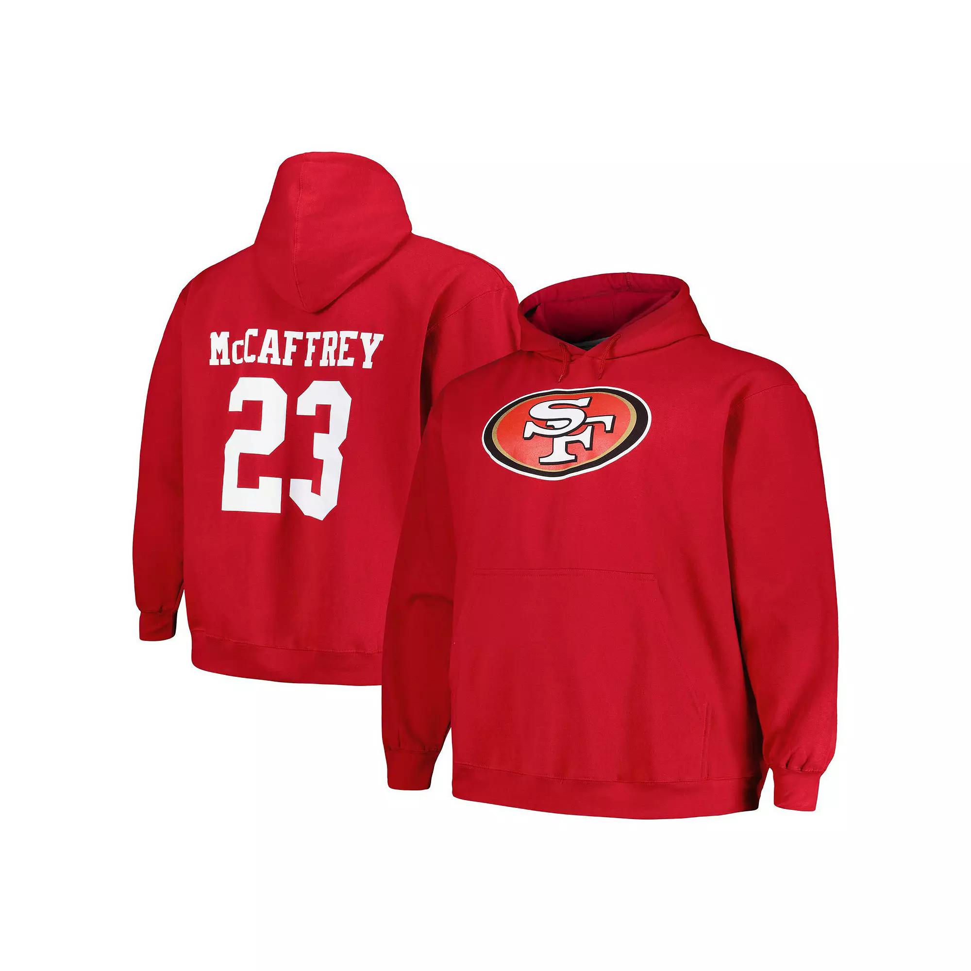 Men's Fanatics Branded Christian McCaffrey Scarlet San Francisco 49ers Big & Tall Fleece Name & Number Pullover Hoodie,  Product Image