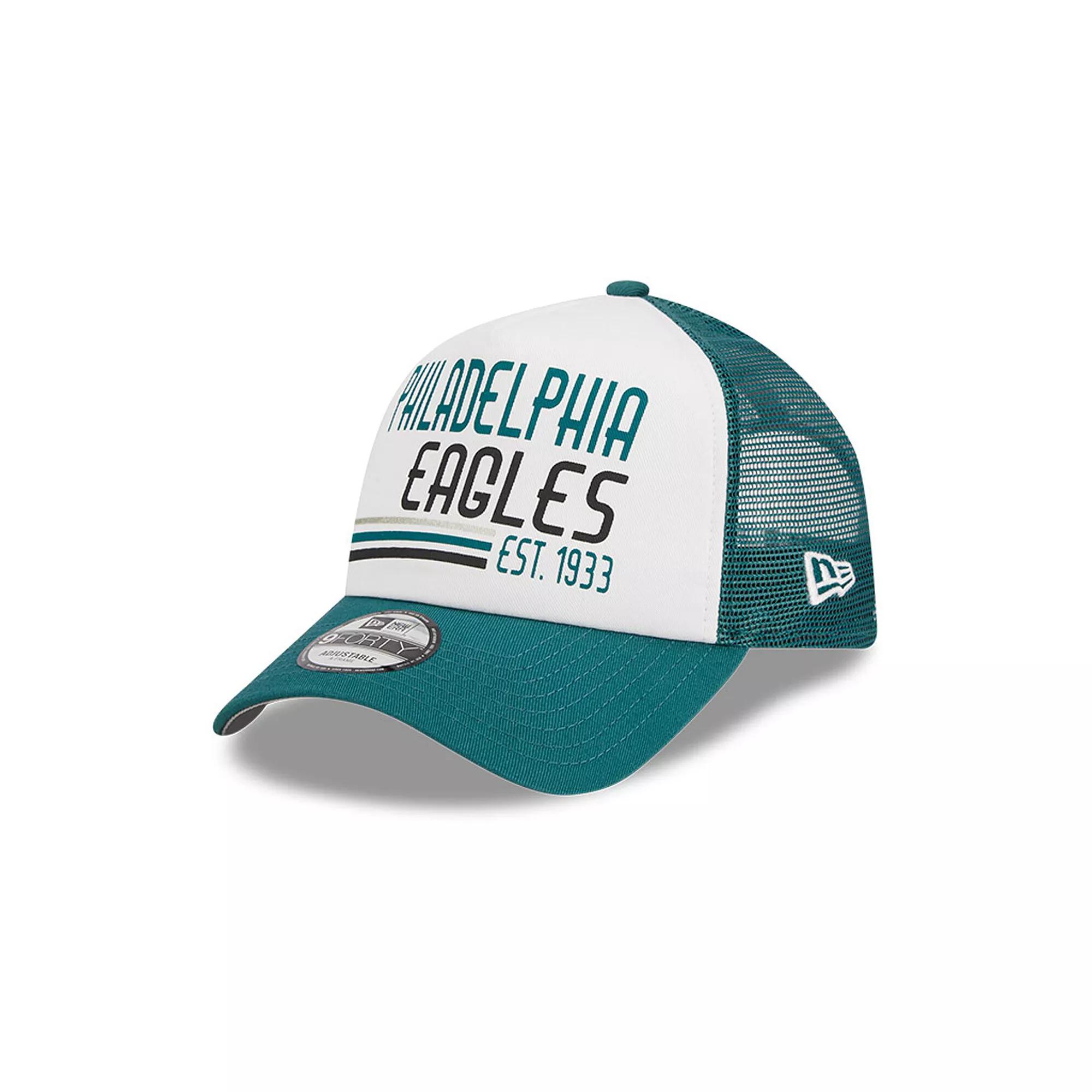 Mens New Era /Midnight Green Philadelphia Eagles Stacked A-Frame Trucker 9FORTY Adjustable Hat Product Image