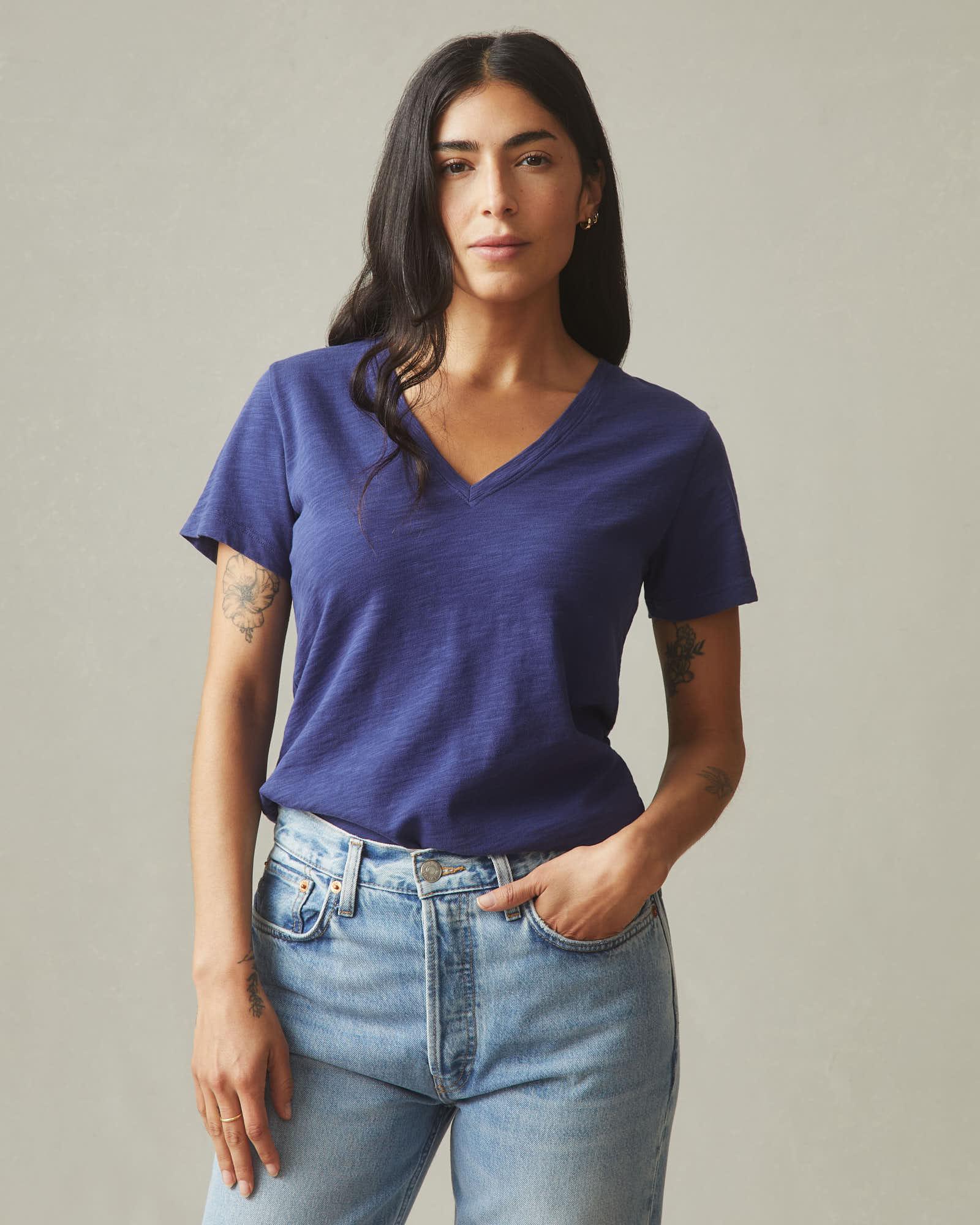 Women's Premium Slub V-Neck Tee - Blue Ribbon Product Image